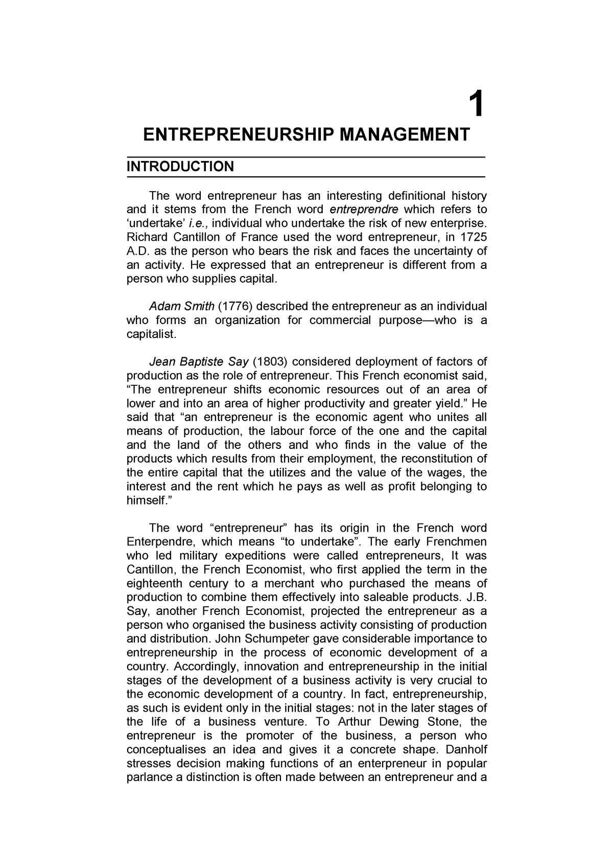 Entrepreneurship-Management Chapter 1 - ENTREPRENEURSHIP MANAGEMENT ...