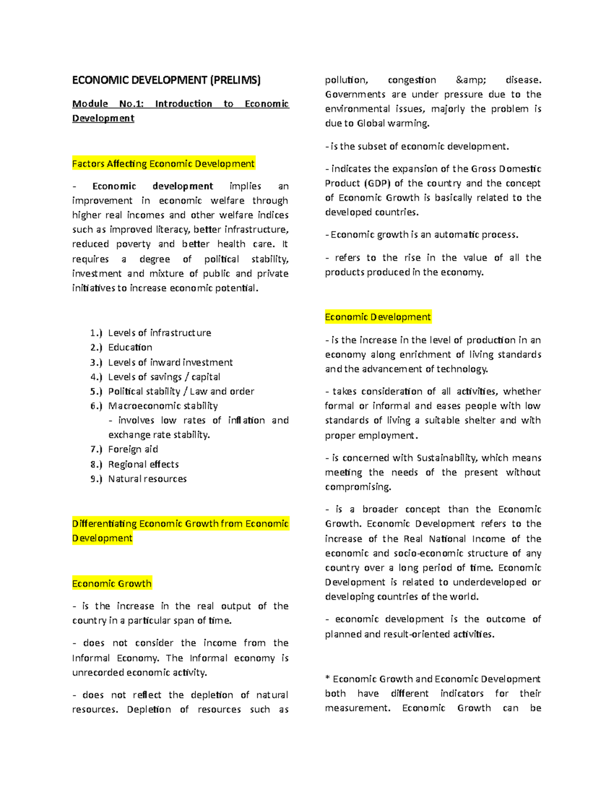 Economic Development ( Prelims) - ECONOMIC DEVELOPMENT (PRELIMS) Module ...