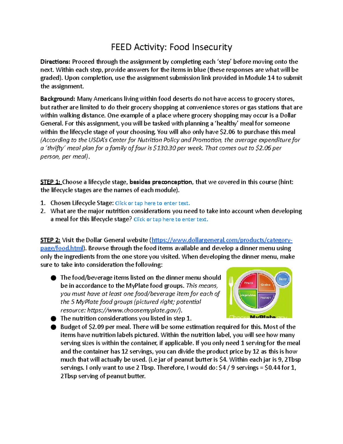 Food Insecurity FEED Activity - FEED Activity: Food Insecurity ...