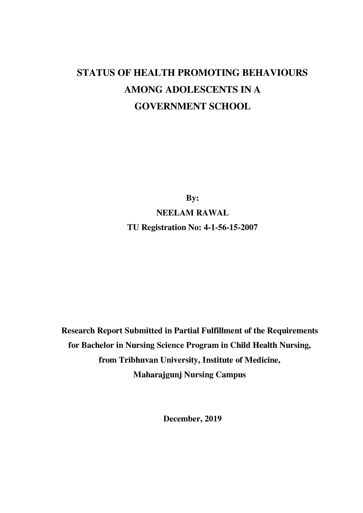 report on health research