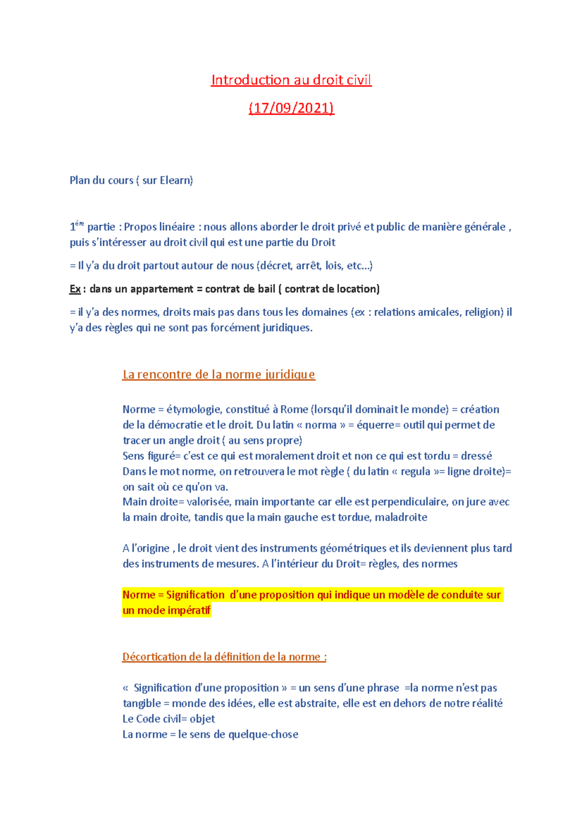 Introduction-au-droit-civil 1 - Introduction au droit civil (17/09/2021 ...