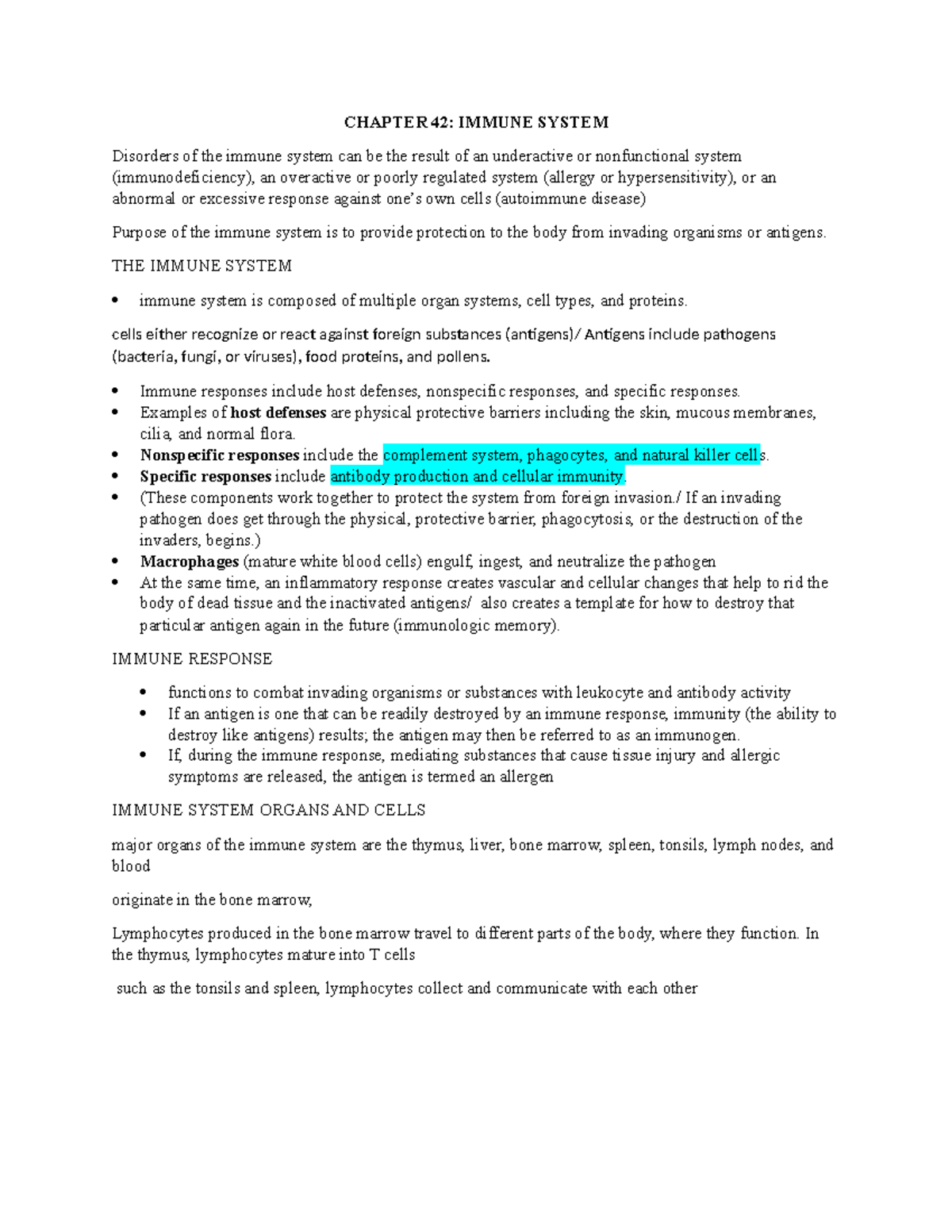 PEDS EXAM 4 NOTES - CHAPTER 42: IMMUNE SYSTEM Disorders of the immune ...
