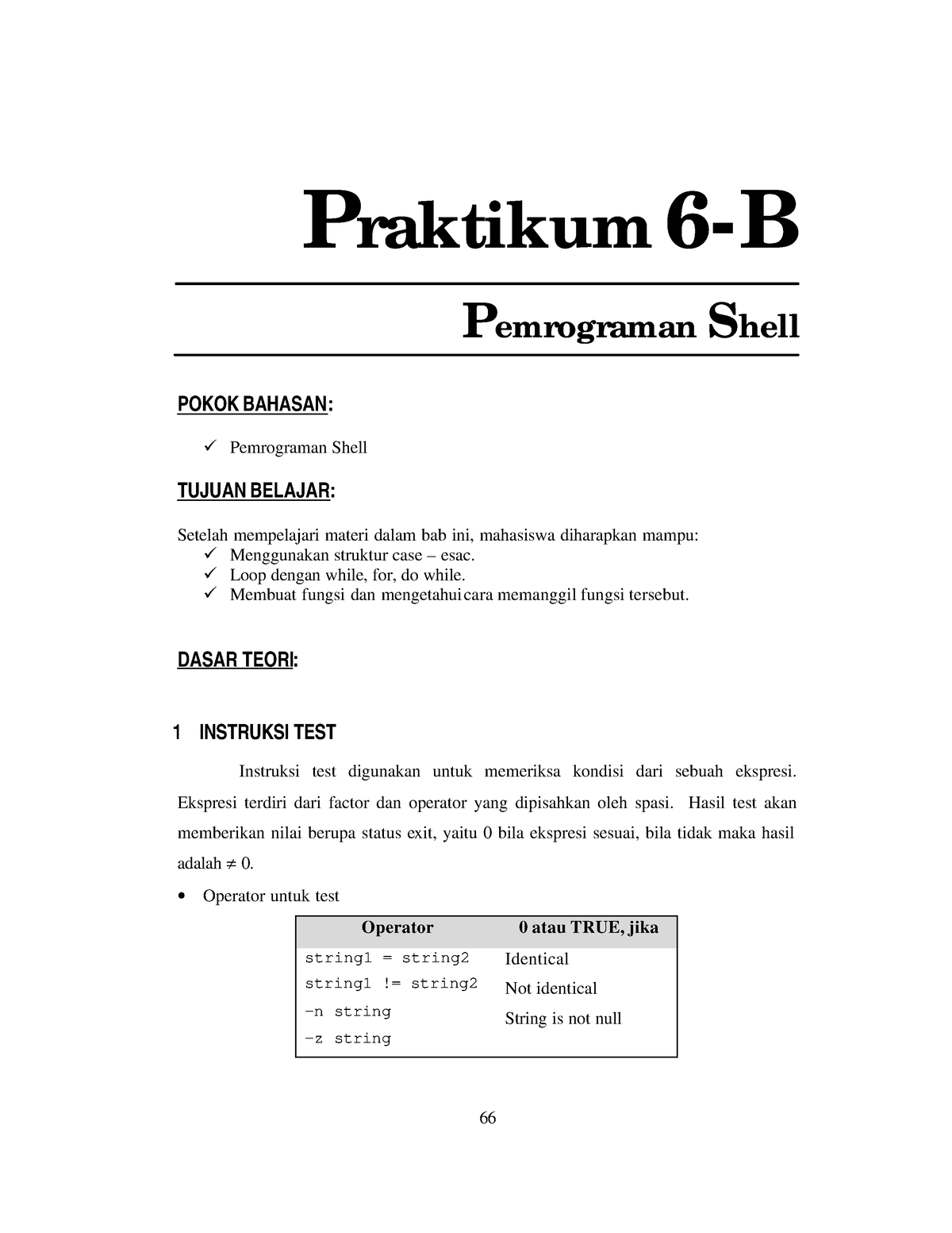 Praktikum 6 B Pemrograman Shell - 66 Praktikum 6-B Pemrograman Shell ...