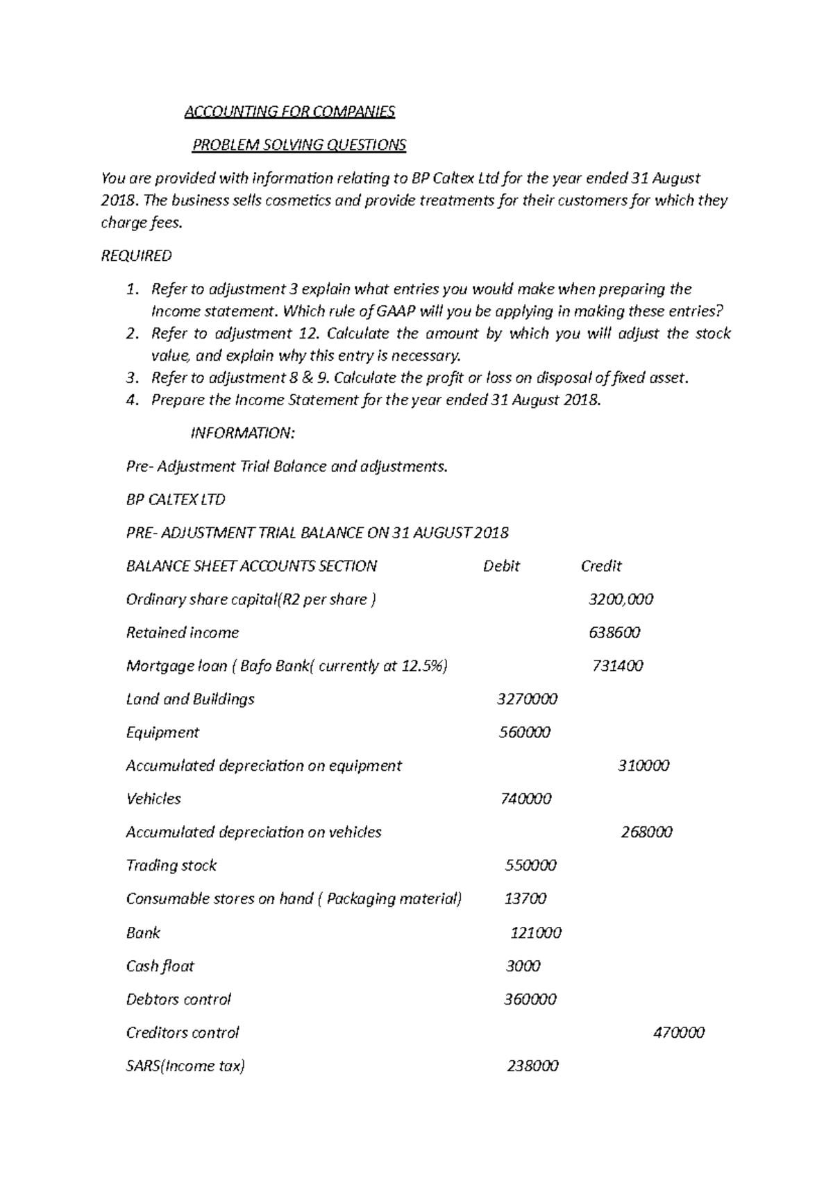 sample problem solving in accounting