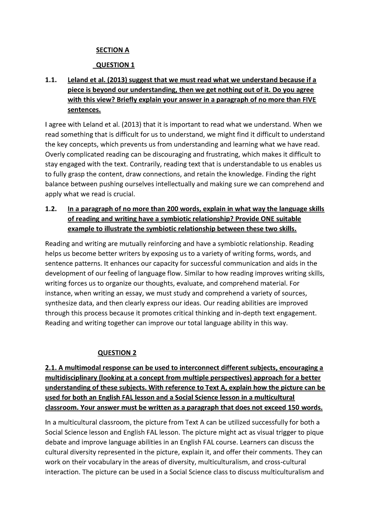 ENG2611 Portfolio - SECTION A QUESTION 1 Leland et al. (2013) suggest ...