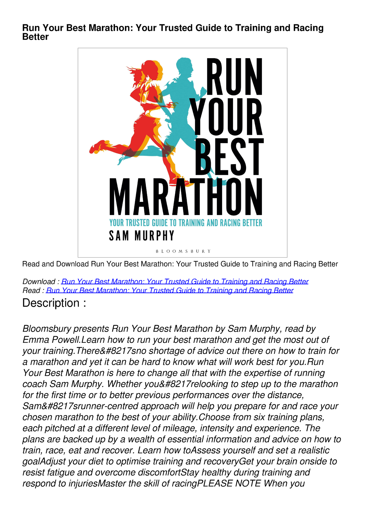 DOWNLOAD/PDF Run Your Best Marathon: Your Trusted Guide To Training And ...