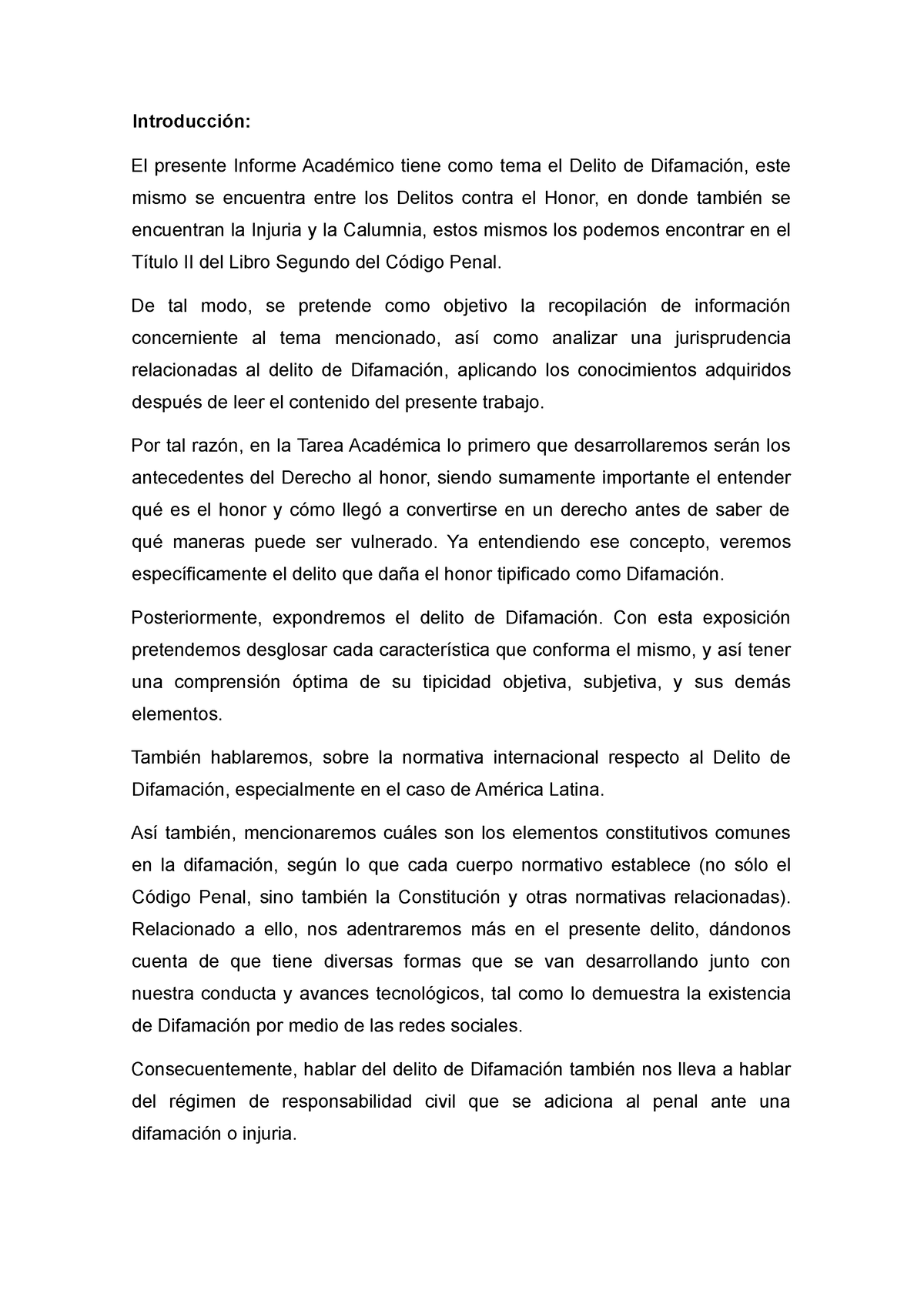Introduccion Edwin Alex Rojas Lima - Derecho Penal Especial - UTP - Studocu