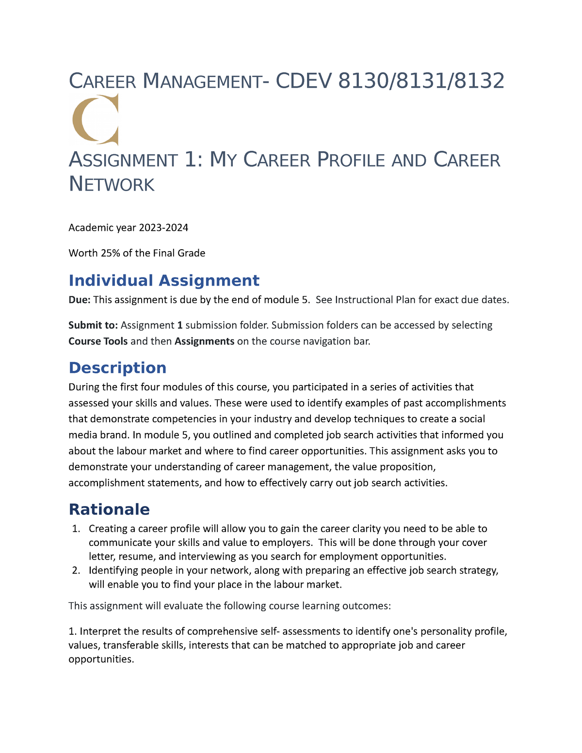 career management assignment 1