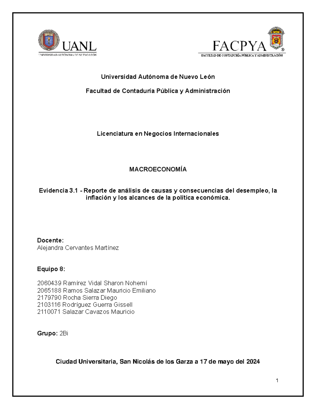 Equipo 8 Evidencia No 3 - Universidad Autónoma de Nuevo León Facultad ...