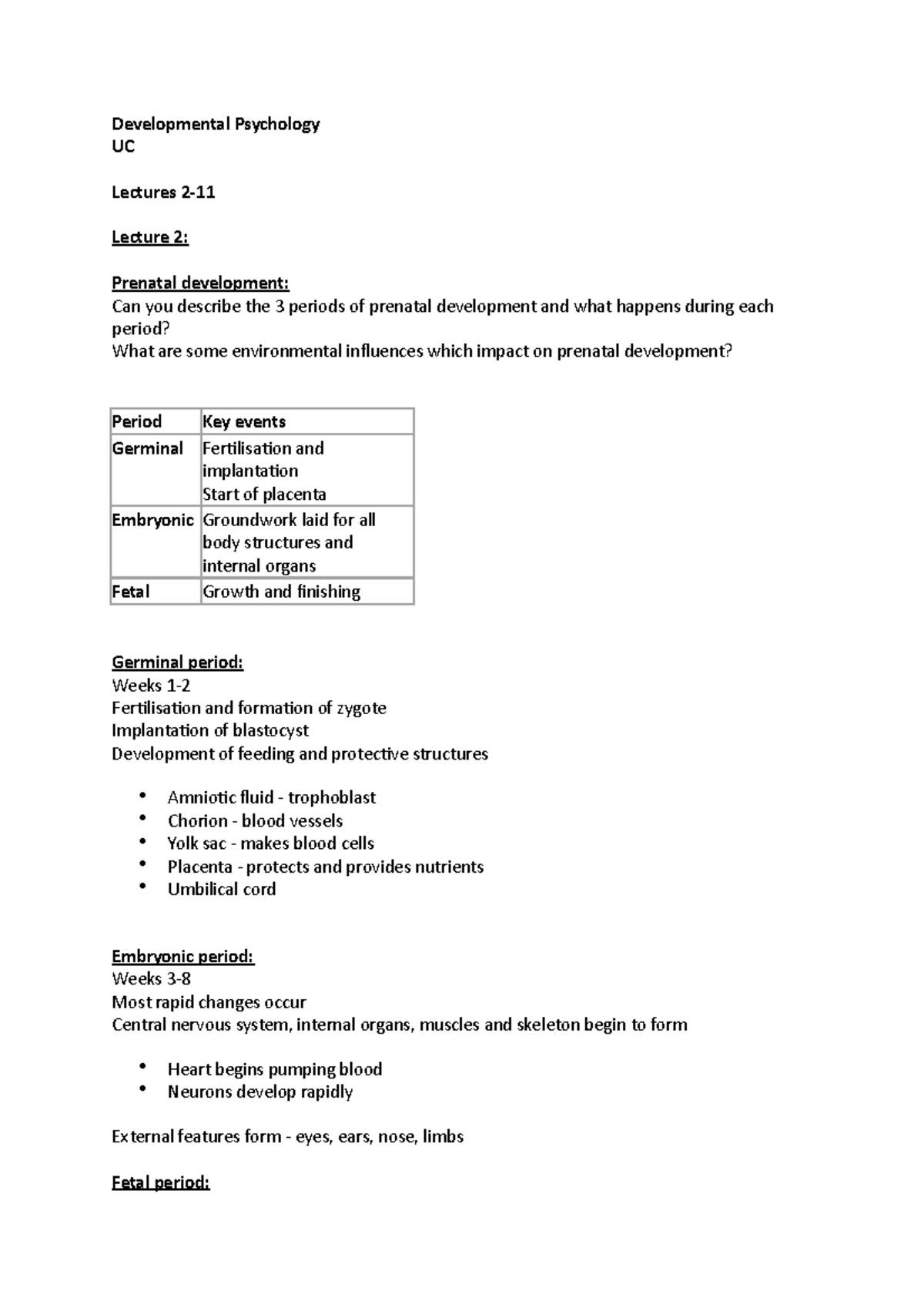 Developmental Psych Lectures - Developmental Psychology UC Lectures 2 ...