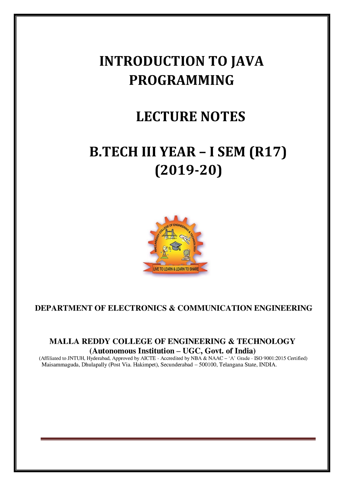 Introduction TO JAVA Programming - INTRODUCTION TO JAVA PROGRAMMING ...