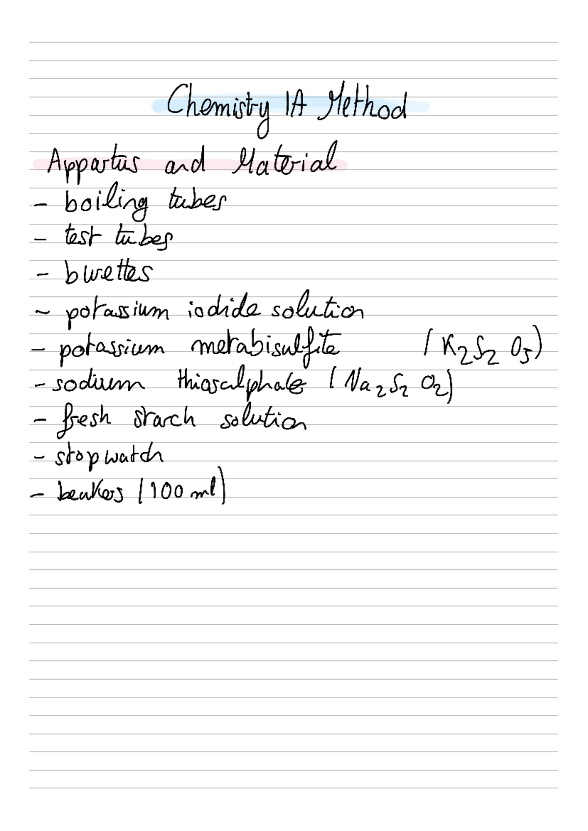 Chemisty IA Method draft - Chomosty IA Method Appartus and Material ...