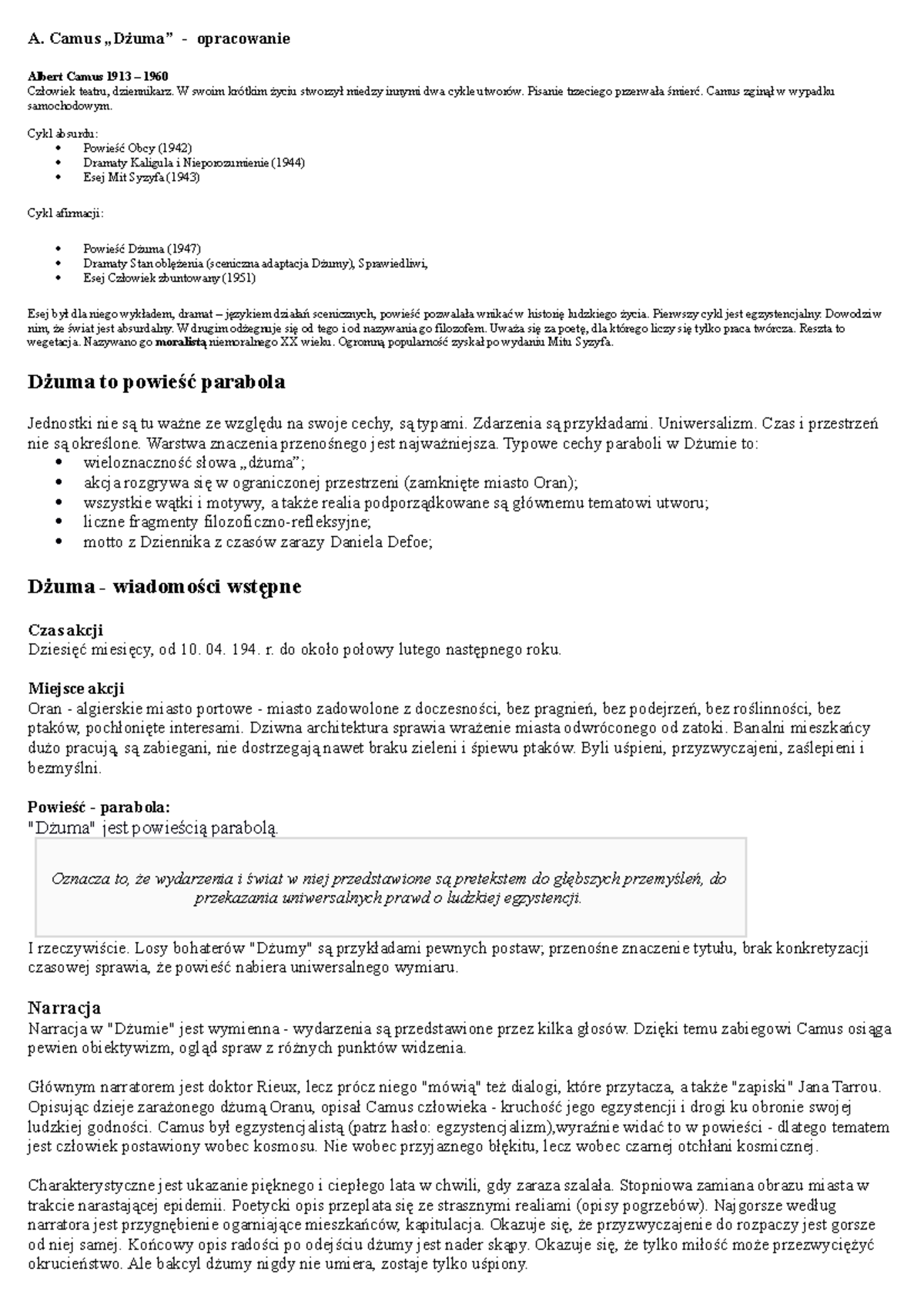 Dżuma Sprawdzian Z Treści Chomikuj