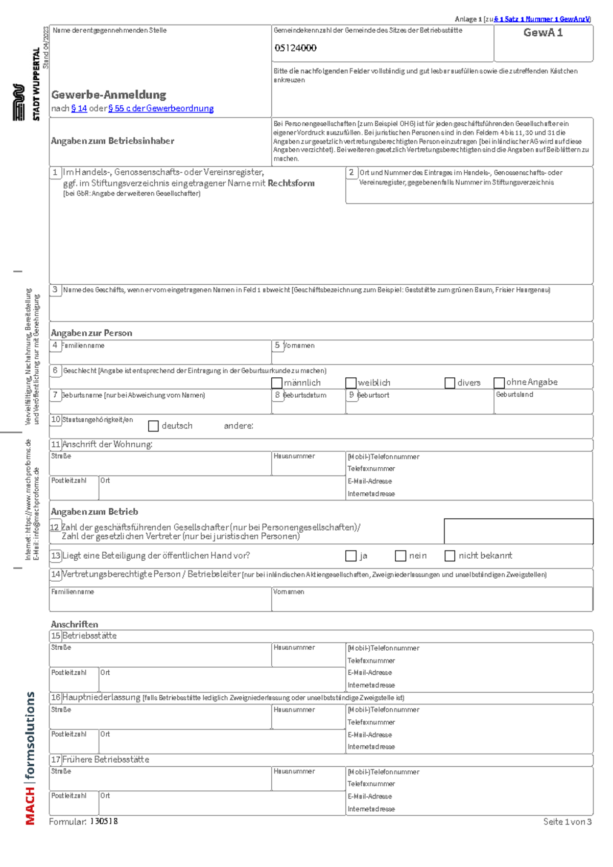 De - Hi. - MACH formsolutions Formular: Seite 1 von 3 Vervielfältigung ...