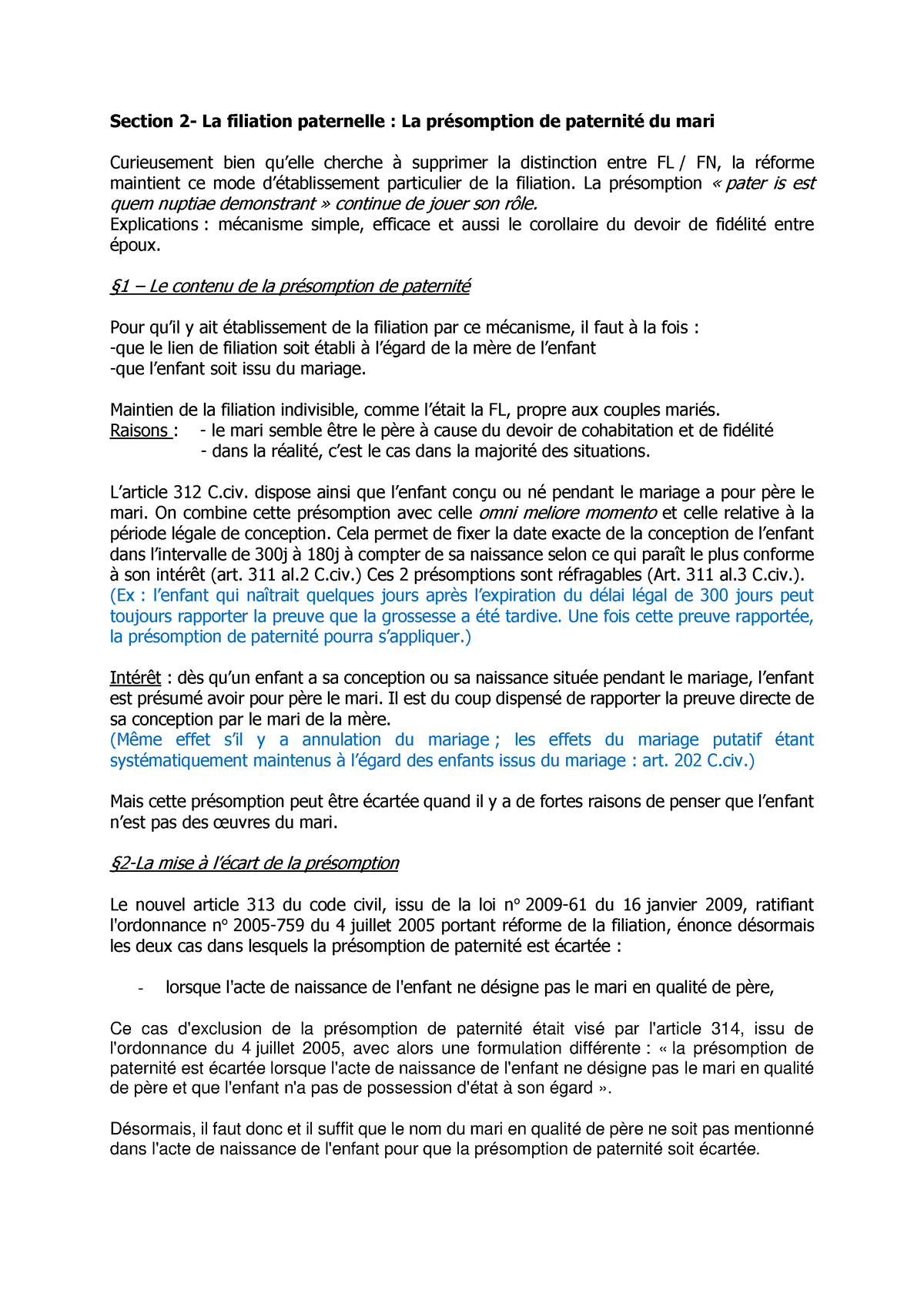 8° cours Droit de la famille 2023-2024 Boulogne-sur-Mer - Section 2- La