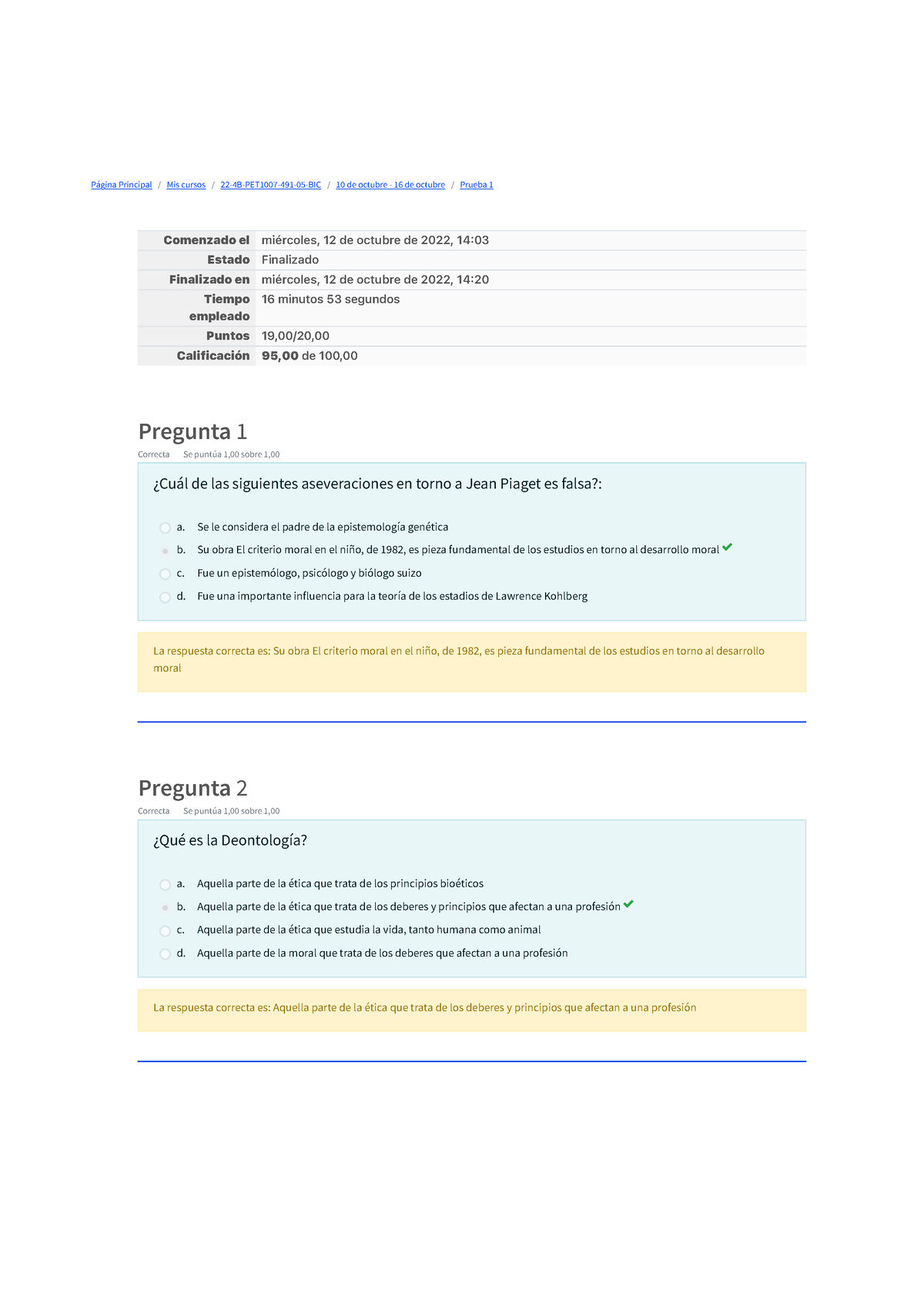Prueba 1- Revisión Del Intento-2 - Página Principal / Mis Cursos / 22 ...