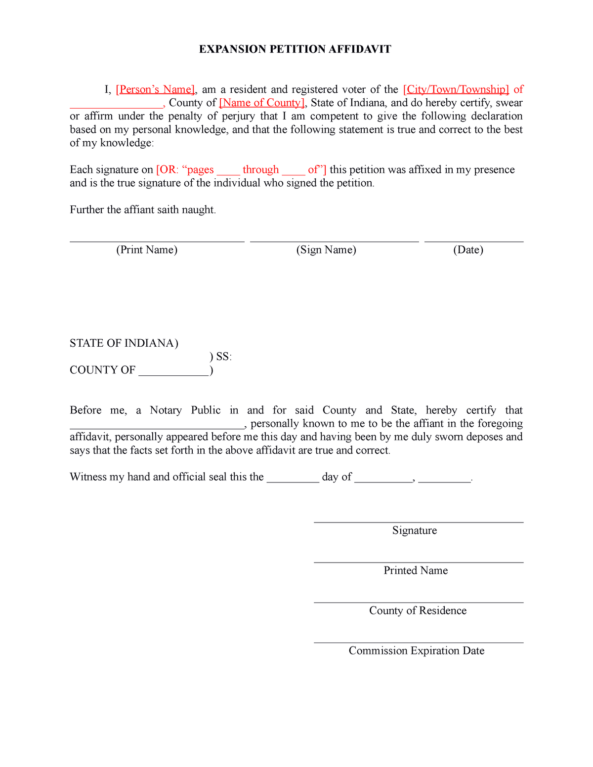 Form - Expansion - Petition Afidavit - EXPANSION PETITION AFFIDAVIT I ...