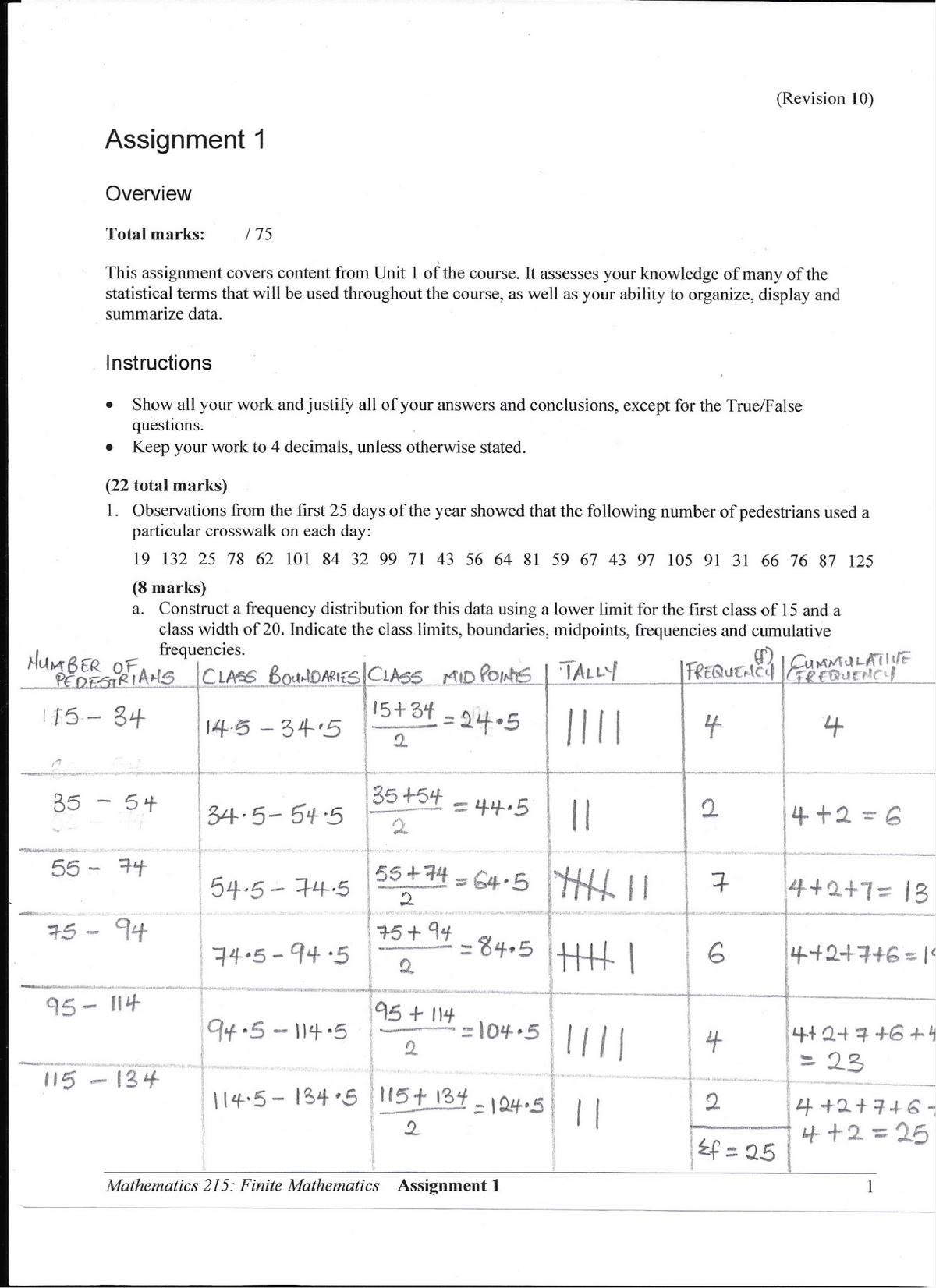 Unit 1 Assignment - Math 215 - Studocu