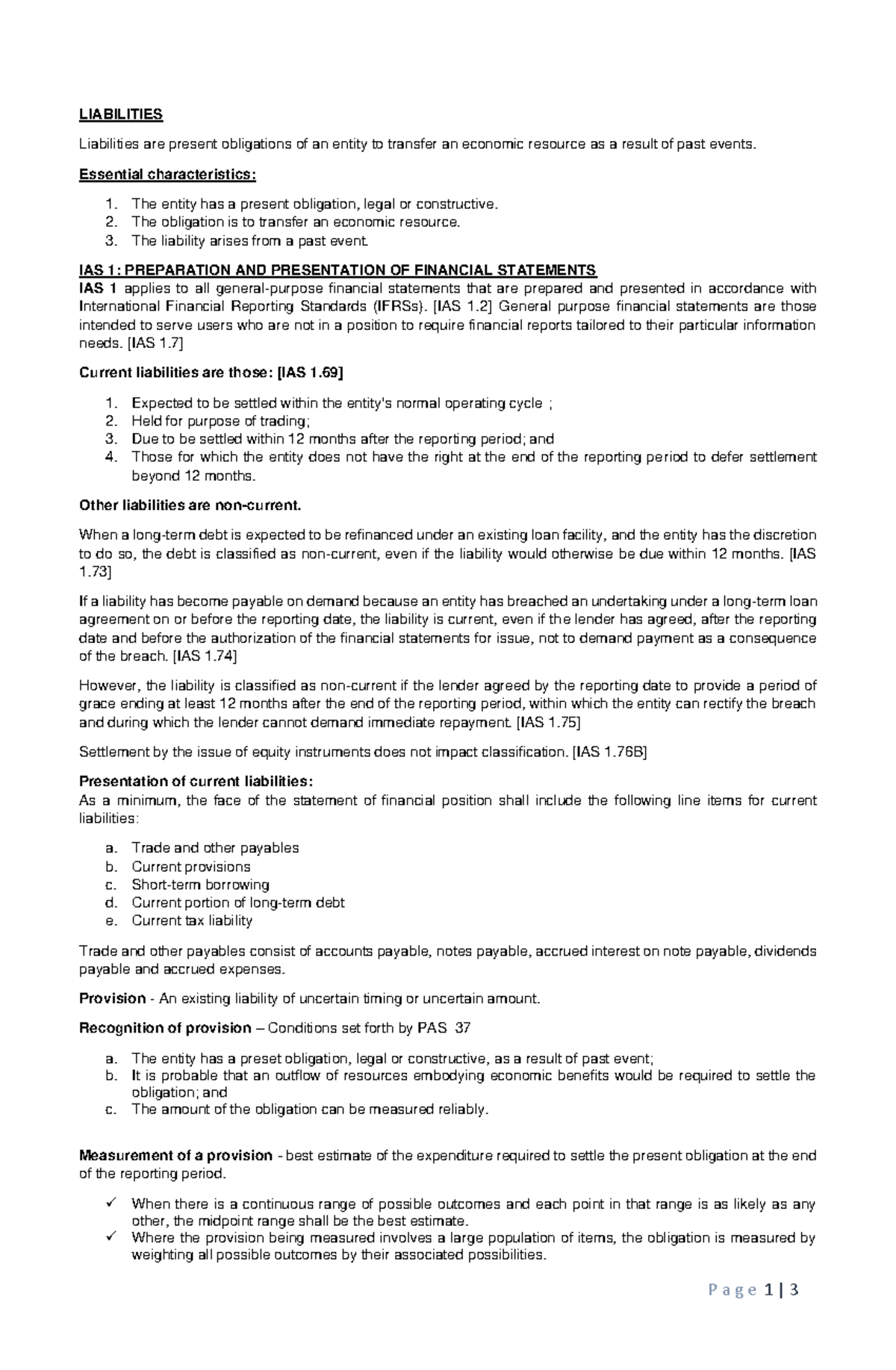 1.0 Current Liabilities intermediate accounting subject - P a g e 1 | 3 ...