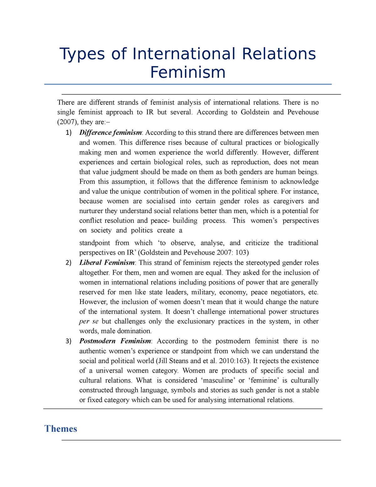 feminism in international relations essay