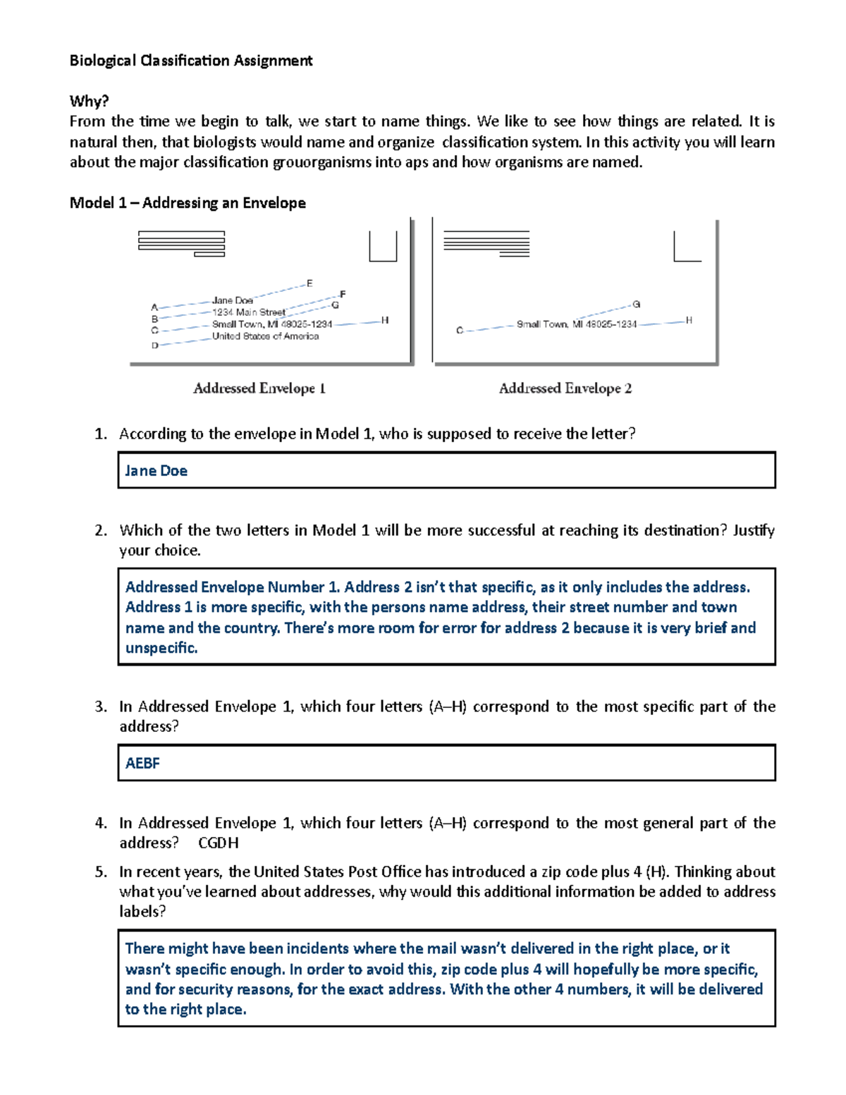 Laiba Sajjad - Biological Classification Assignment - Biological  Classification Assignment Why? From - Studocu