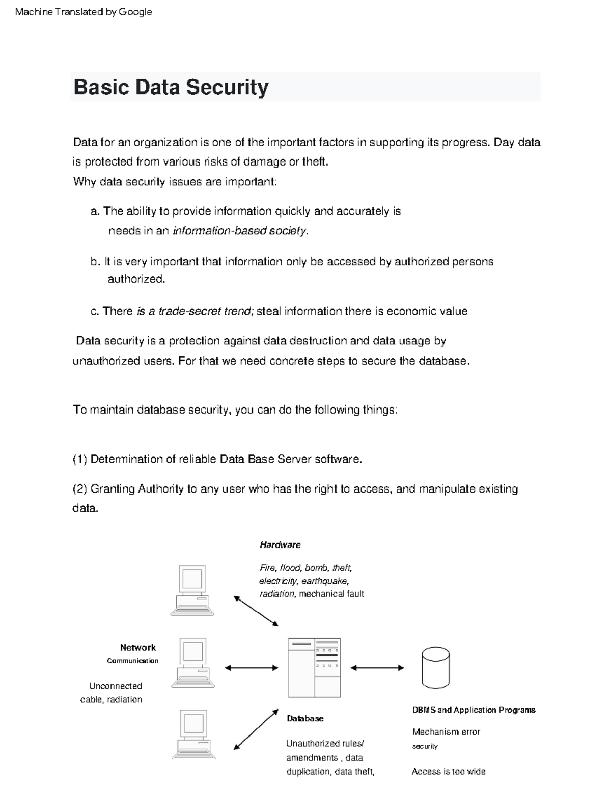 Basic Data Security - For that we need concrete steps to secure the ...