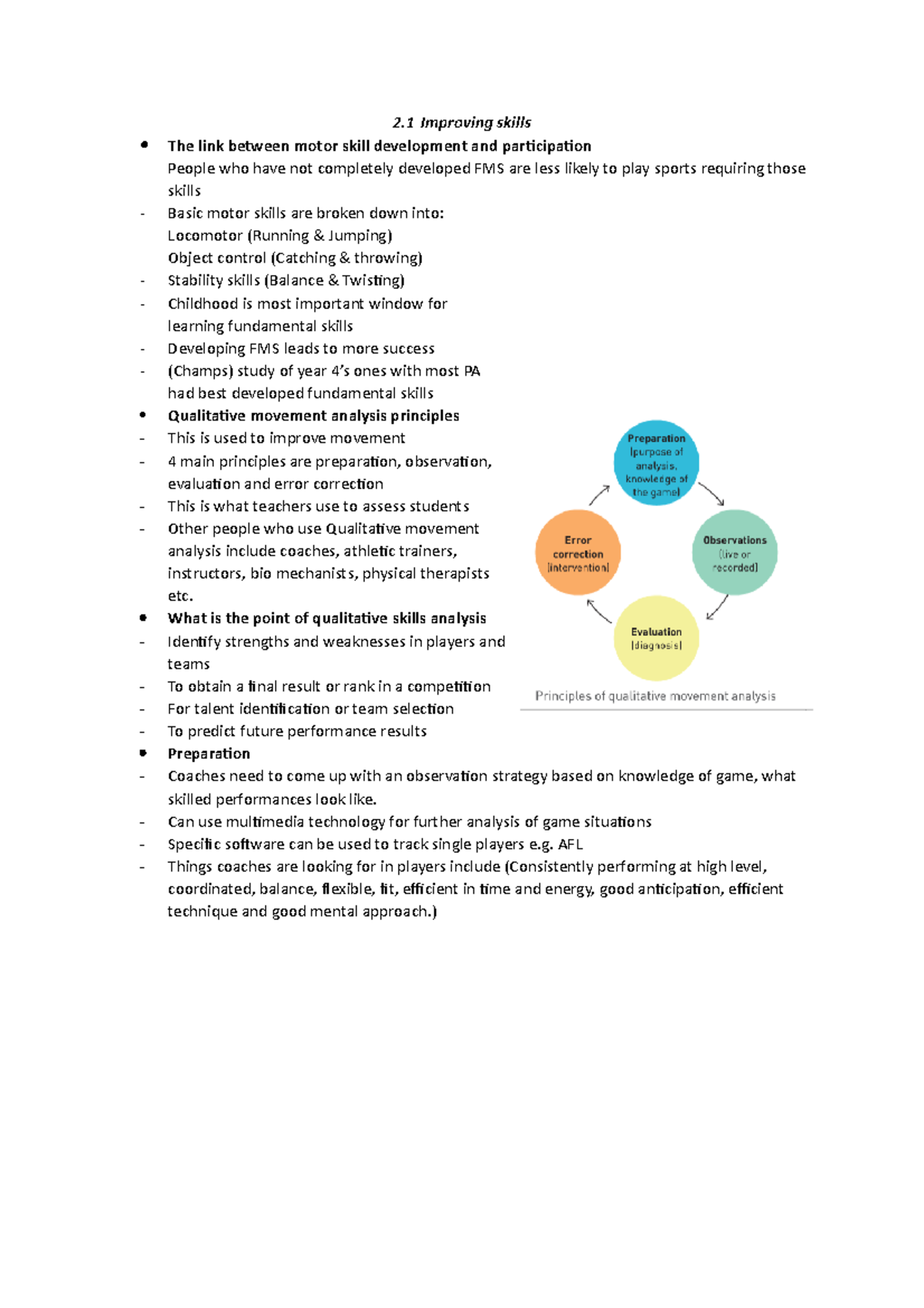 Improving skills - notes - 2 Improving skills The link between motor ...