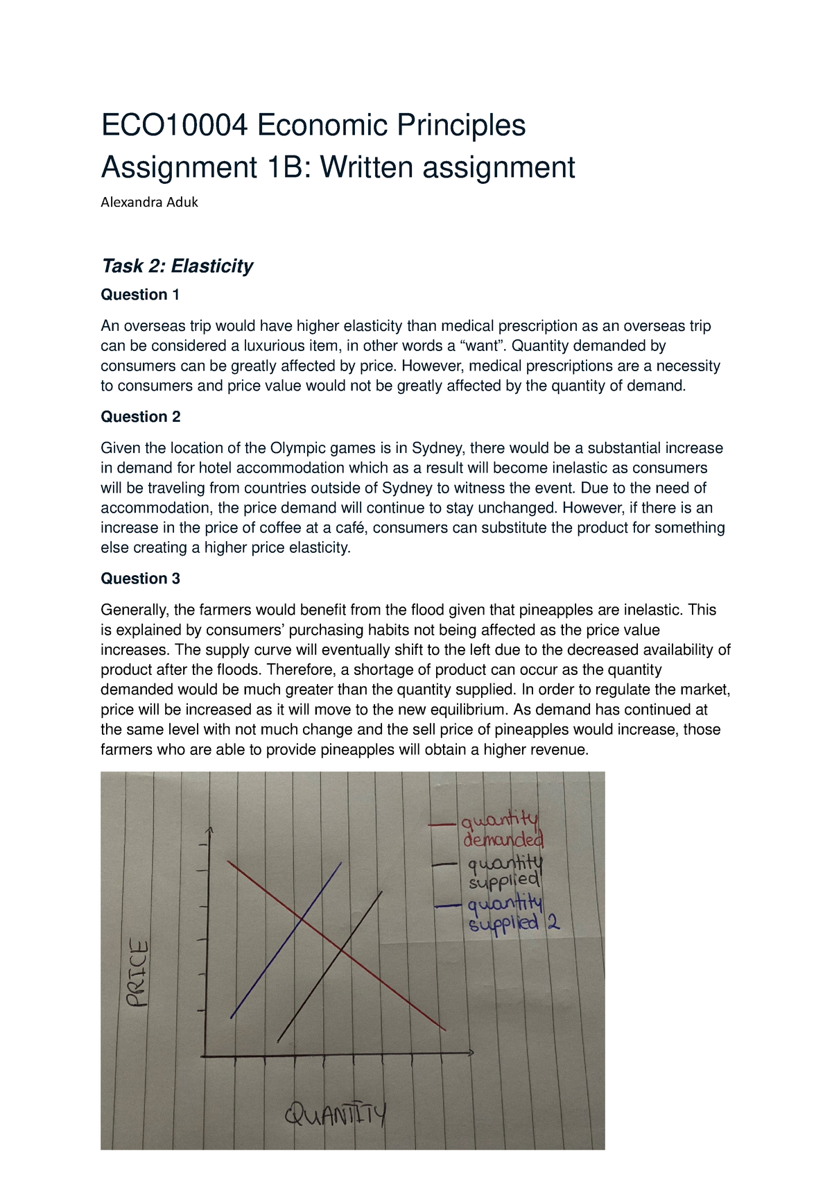 Assignment 1B - ECO10004 Economic Principles Assignment 1B: Written ...