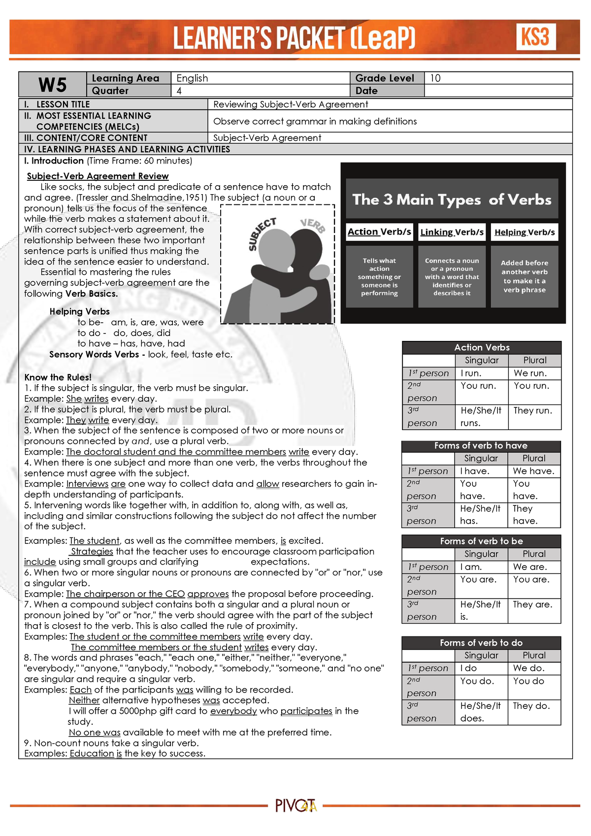 Lea P Q4 English 10 Week5 W Learning Area English Grade Level 10 Quarter 4 Date I Lesson 1728