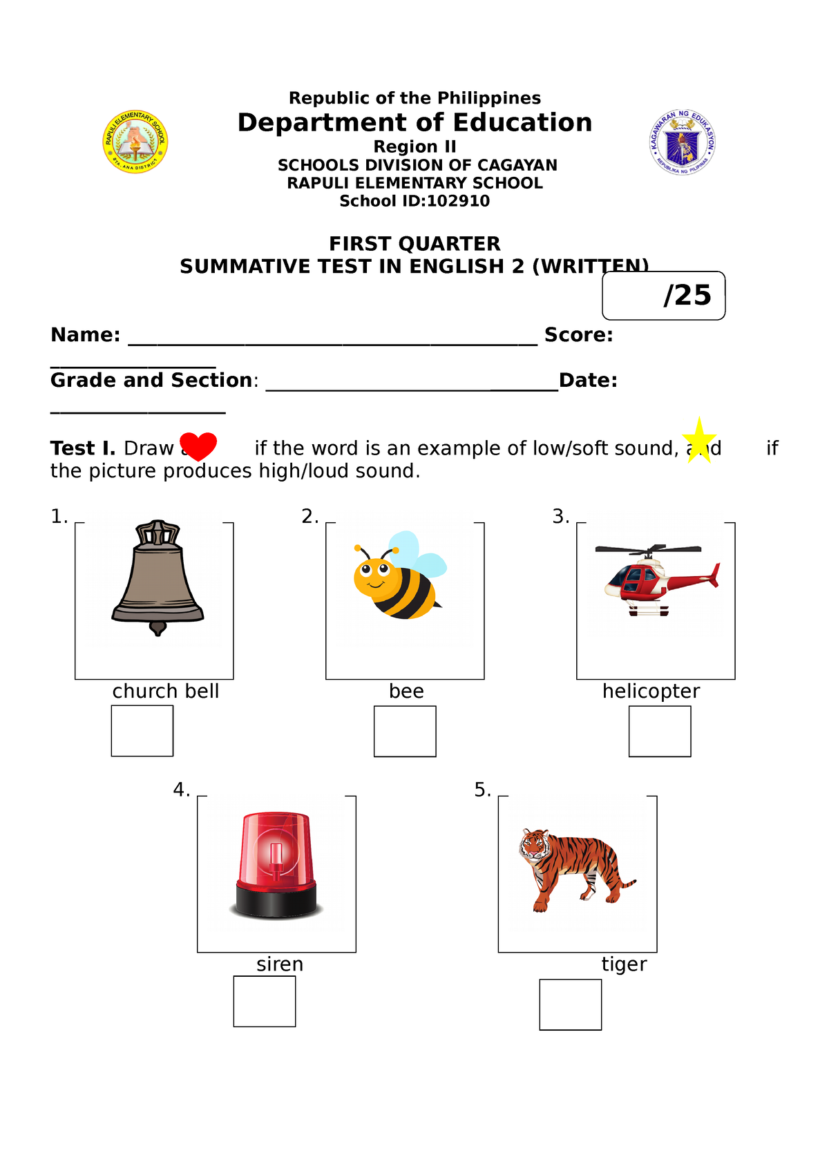 Grade 2 Q1 Summative TEST 2023-2023 - Republic Of The Philippines ...