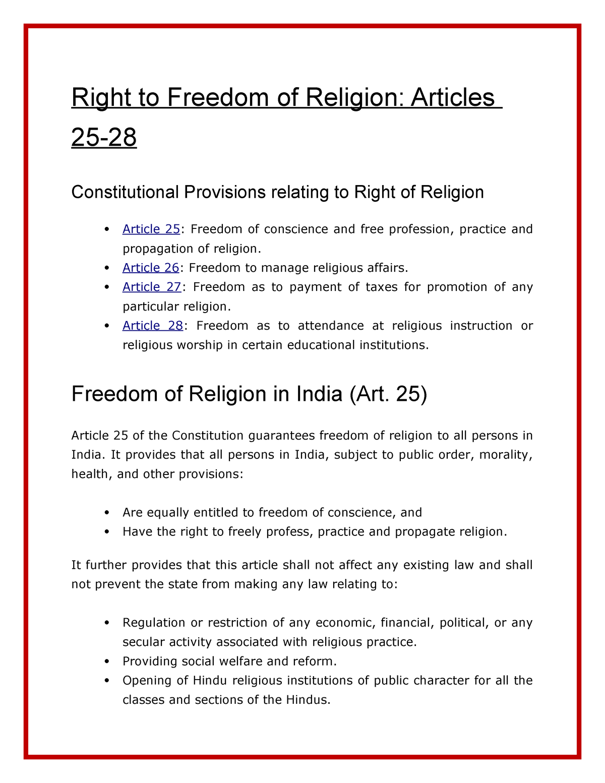 freedom of religion essay
