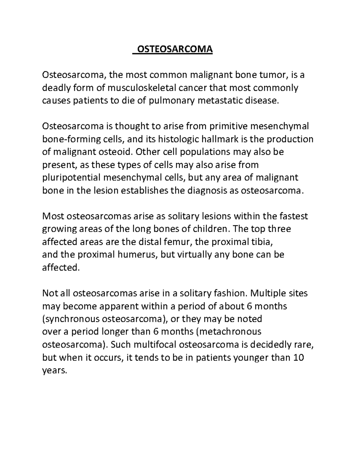 Osteosarcoma - This file is for nursing students for improving their ...