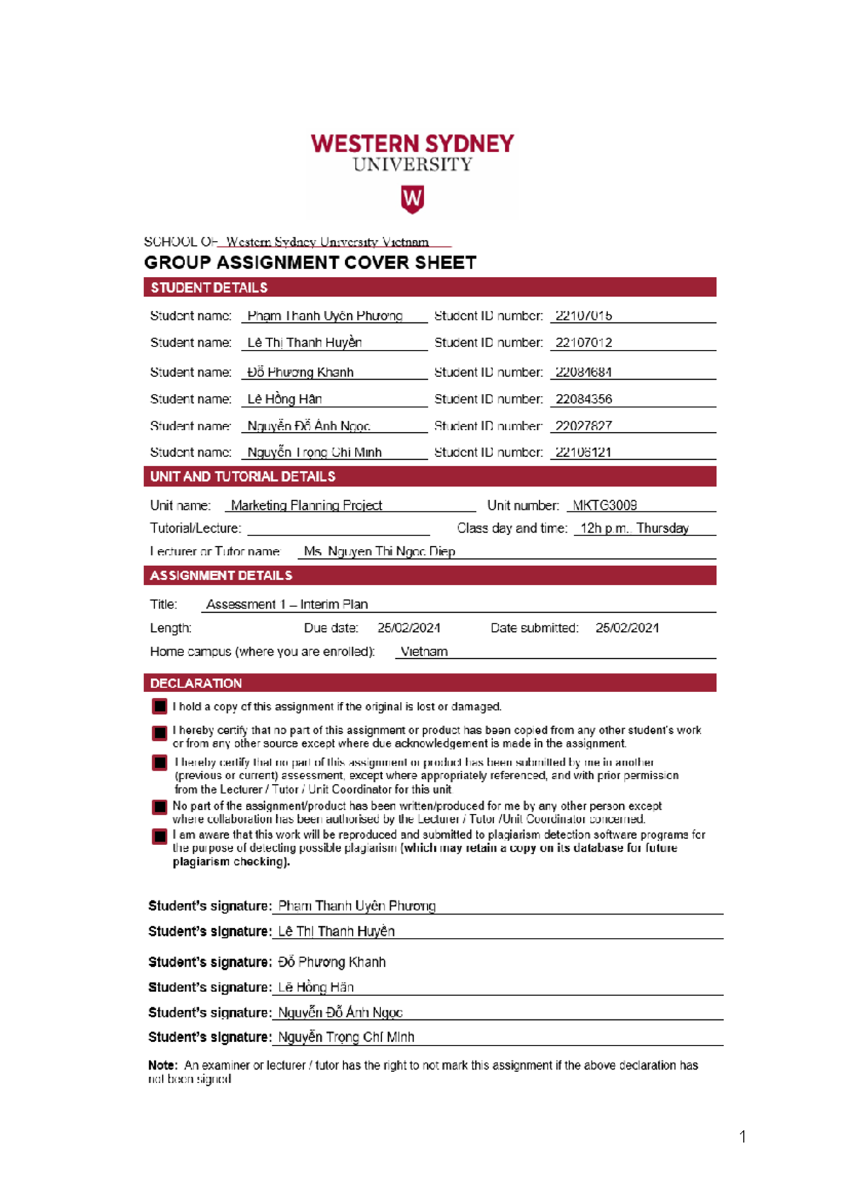 MPP-2 A1 Group Interim - Table of Contents I. Executive Summary II ...