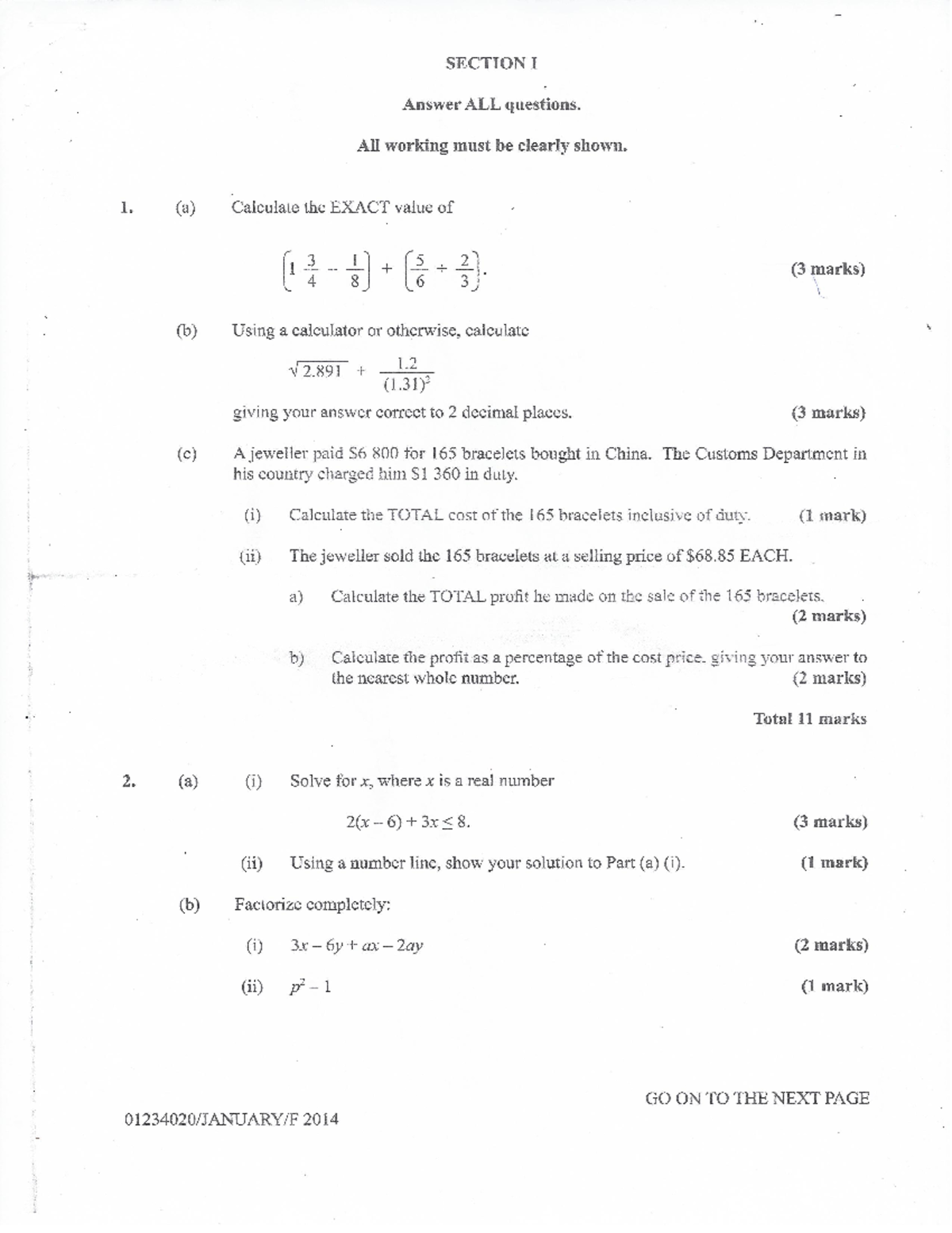 Mathematics january 2014 - Csec mathematics - Studocu