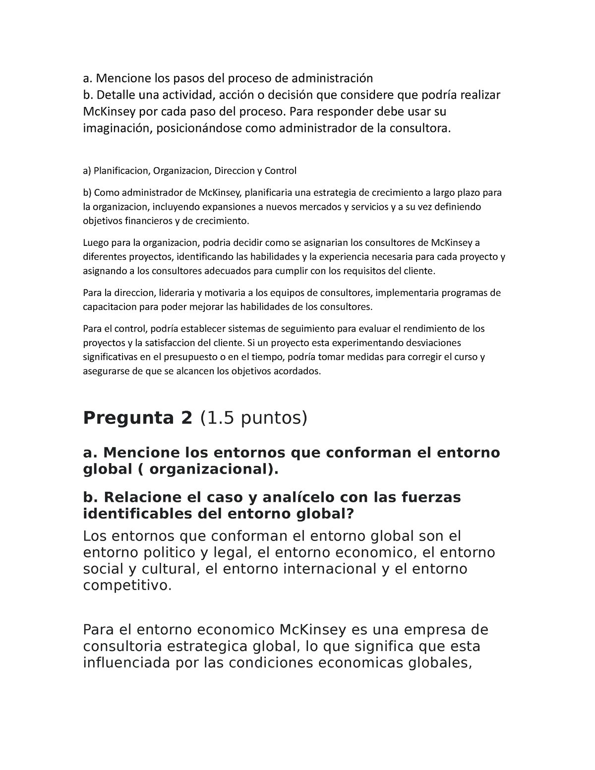 Primer Parcial - A. Mencione Los Pasos Del Proceso De Administración B ...