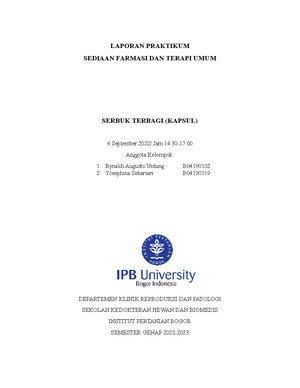 Laprak Farmasi 1 - LAPORAN PRAKTIKUM SEDIAAN FARMASI DAN TERAPI UMUM ...