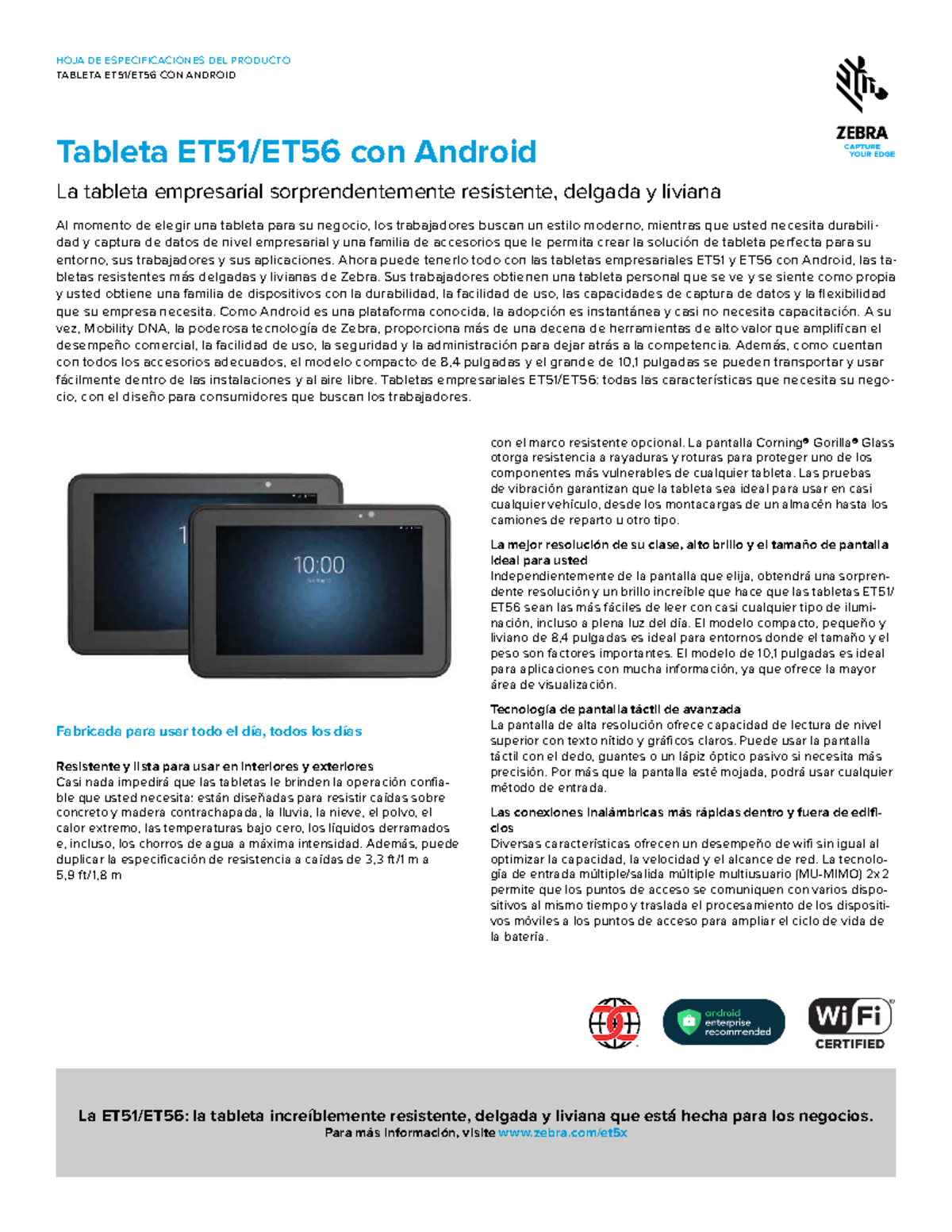 Et51 et56 android spec sheet es la - TABLETA ET51/ET56 CON ANDROID ...