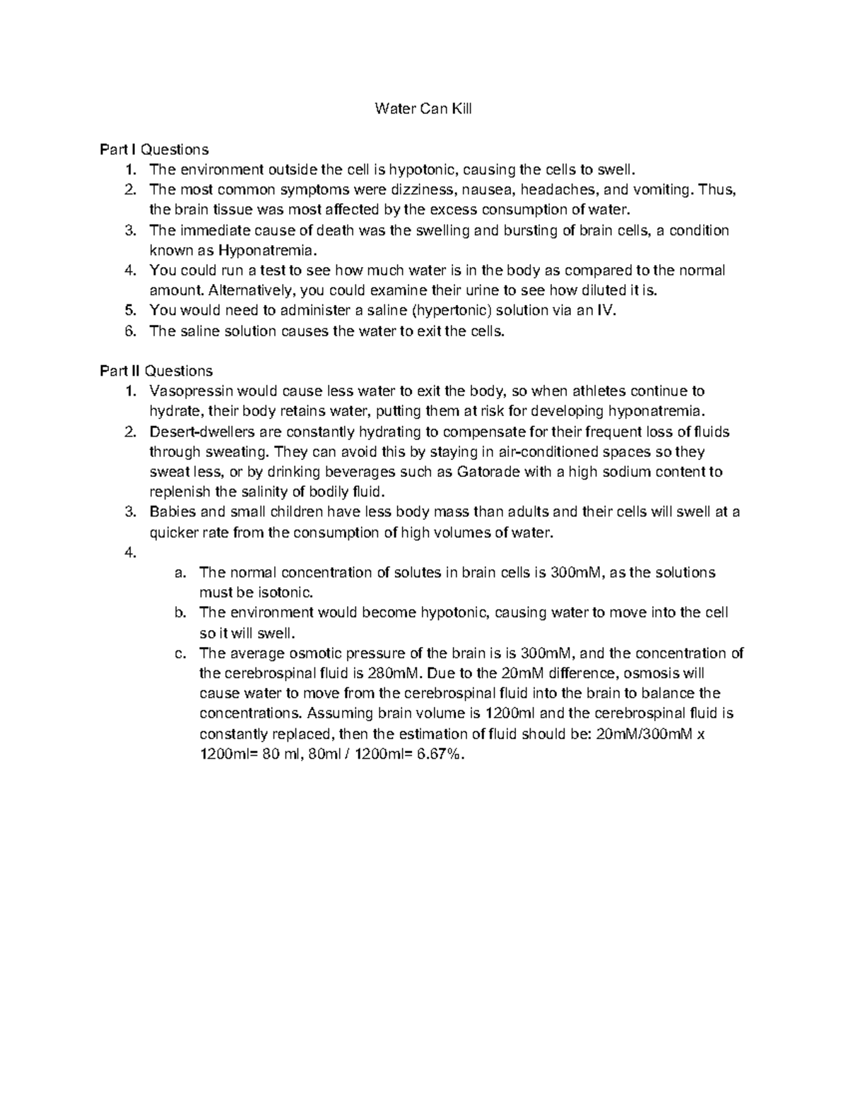 water can kill case study answer key