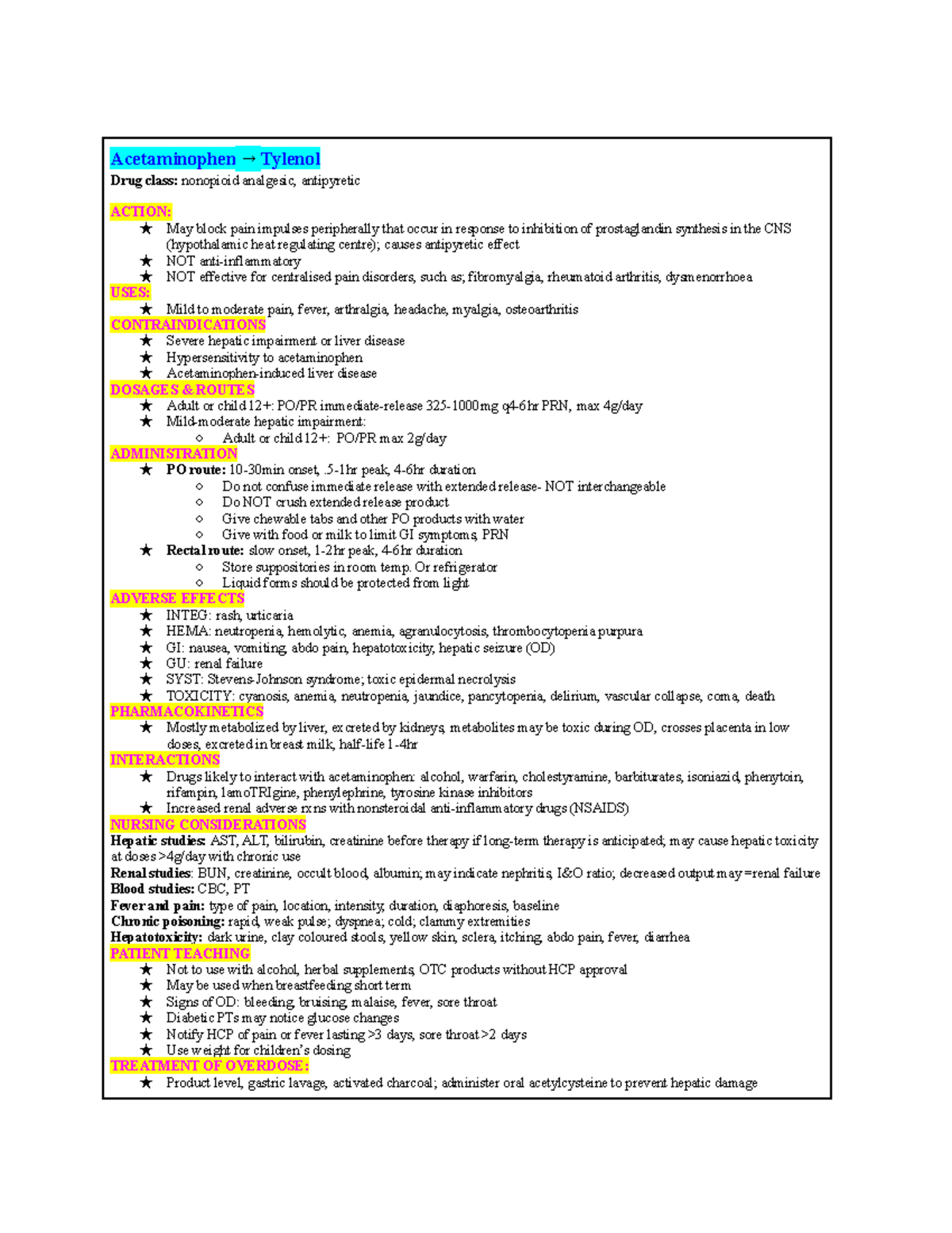 Med Cards Mosby's Drug Guide for Nursing Students Acetaminophen →