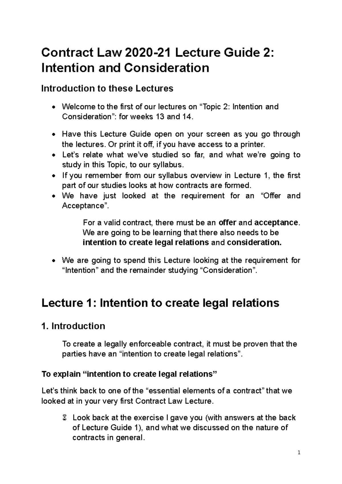 0000Contract Law 2020-21 Consideration Lecture Guide Final - Contract ...