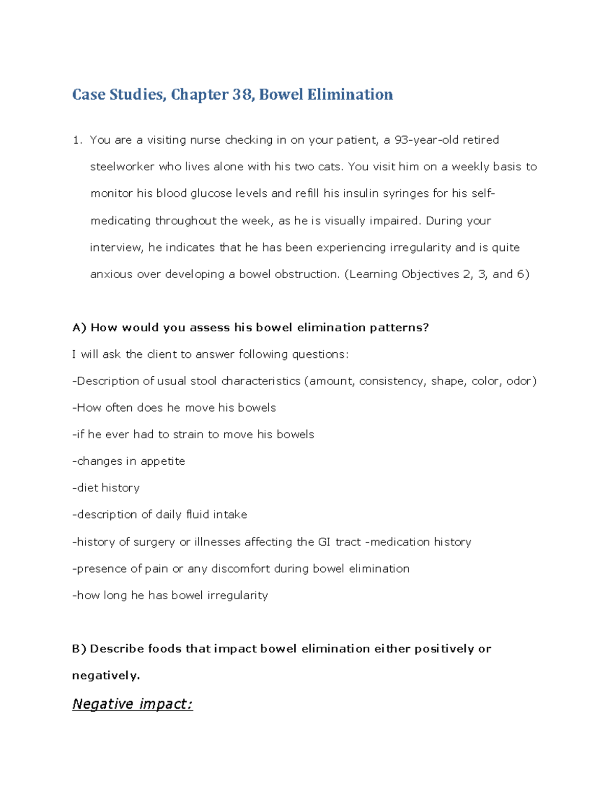 Case Study Bowel movement (full covered) Case Studies, Chapter 38