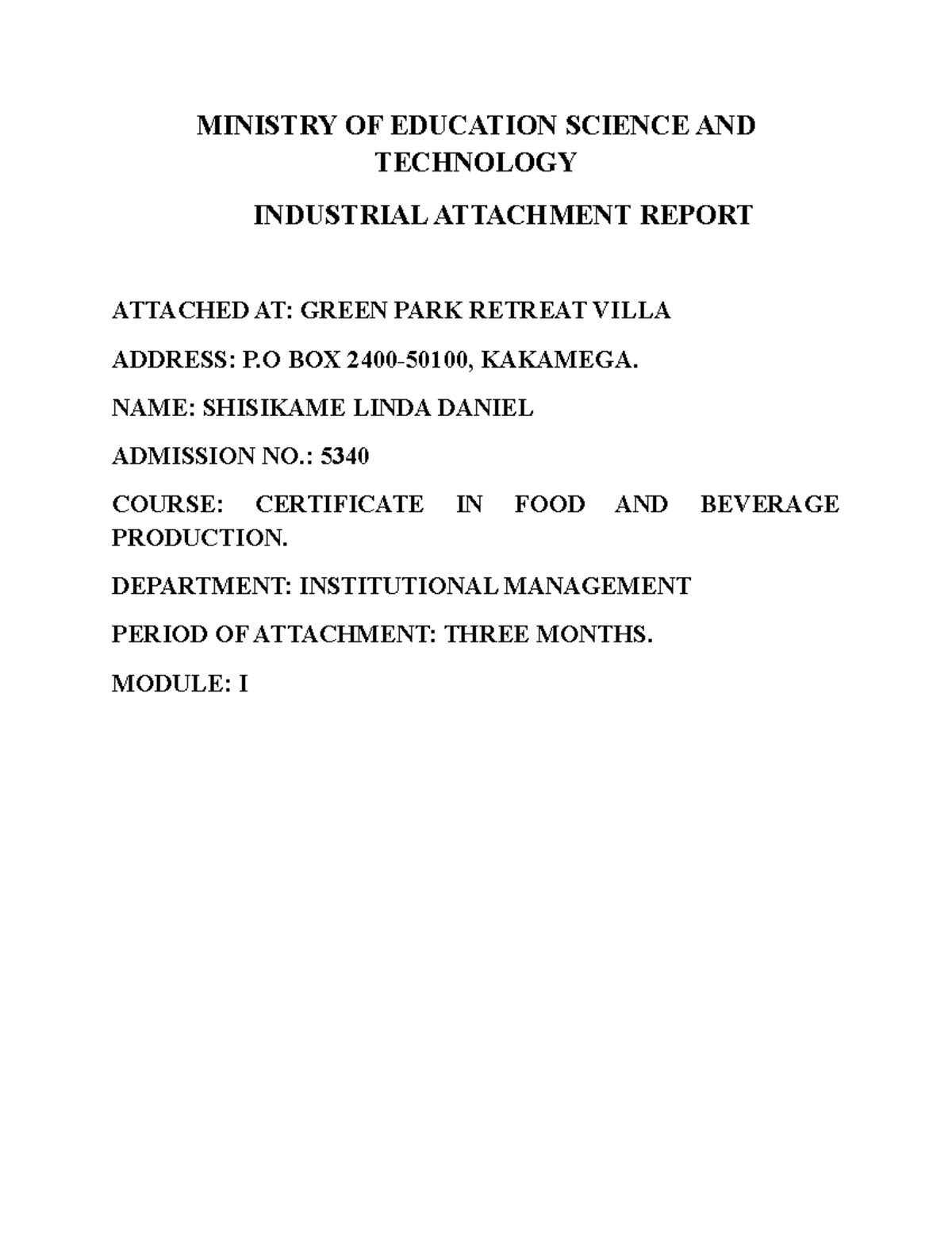Ministry OF Education Science AND Technology MINISTRY OF EDUCATION