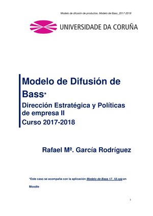 T5 El modelo de difusión de Bass 17 18 corregido - Modelo de Difusión de  Bass* Dirección Estratégica - Studocu