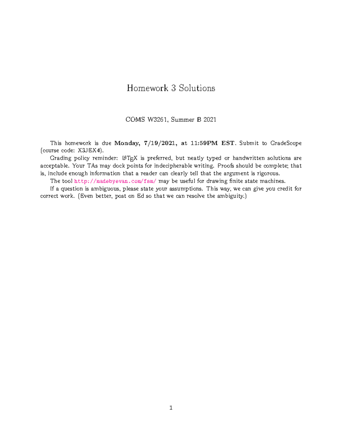 HW3 Solutions Sum21 - Homework 3 Solutions COMS W3261, Summer B 2021 ...