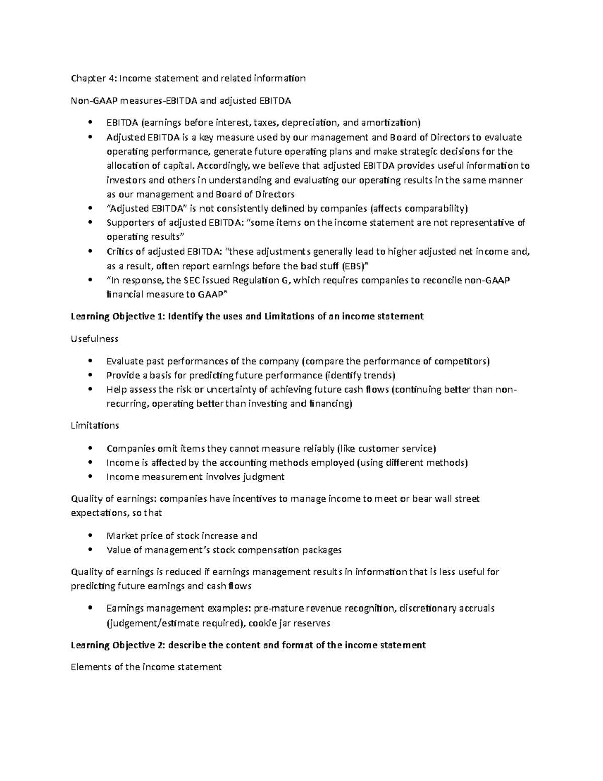 Chapter 4 notes - powerpoint - Chapter 4: Income statement and related ...