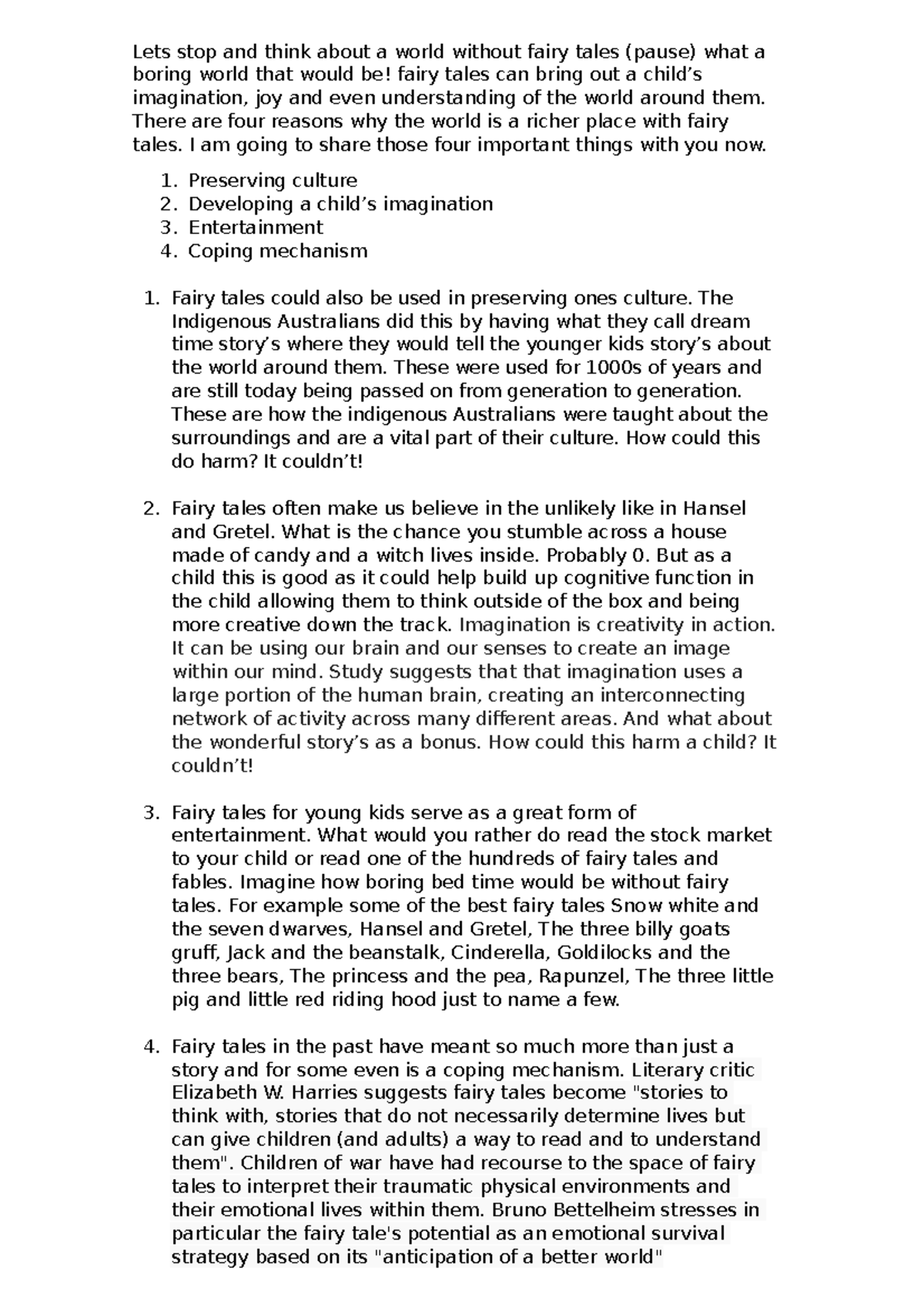 Fairy tales debate Lets stop and think about a world without fairy