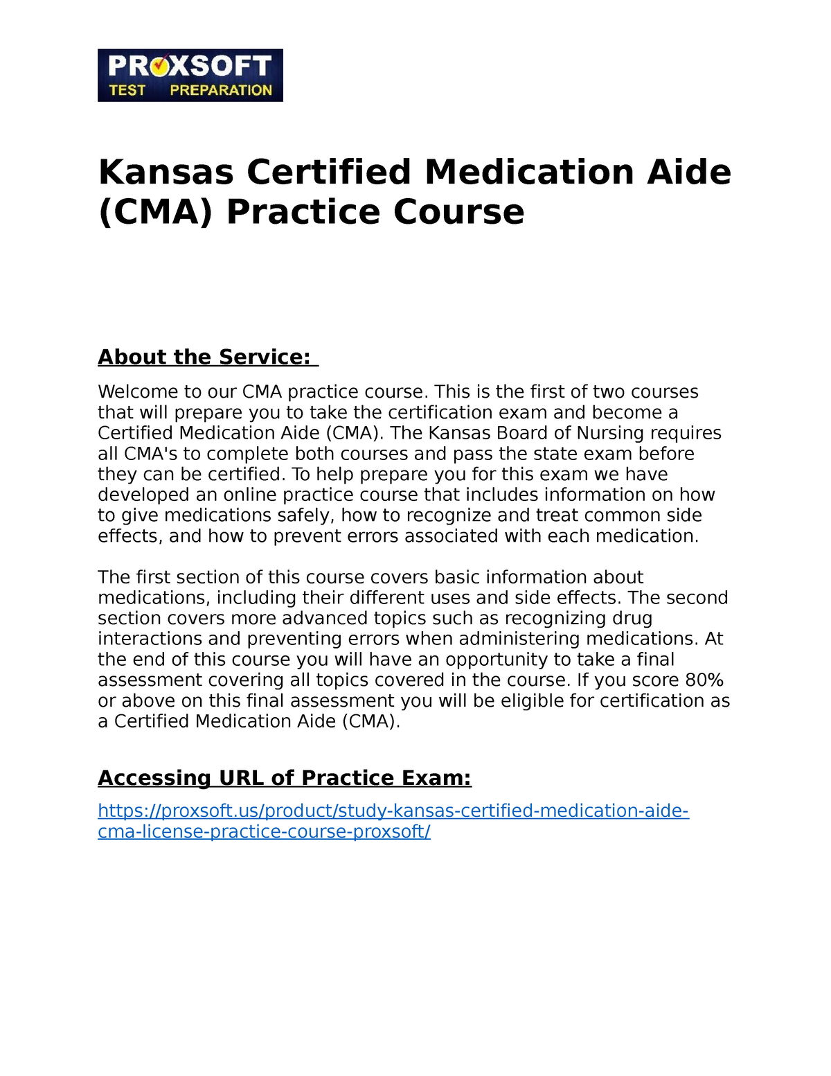 Kansas Certified Medication Aide Cma Practice Course Kansas