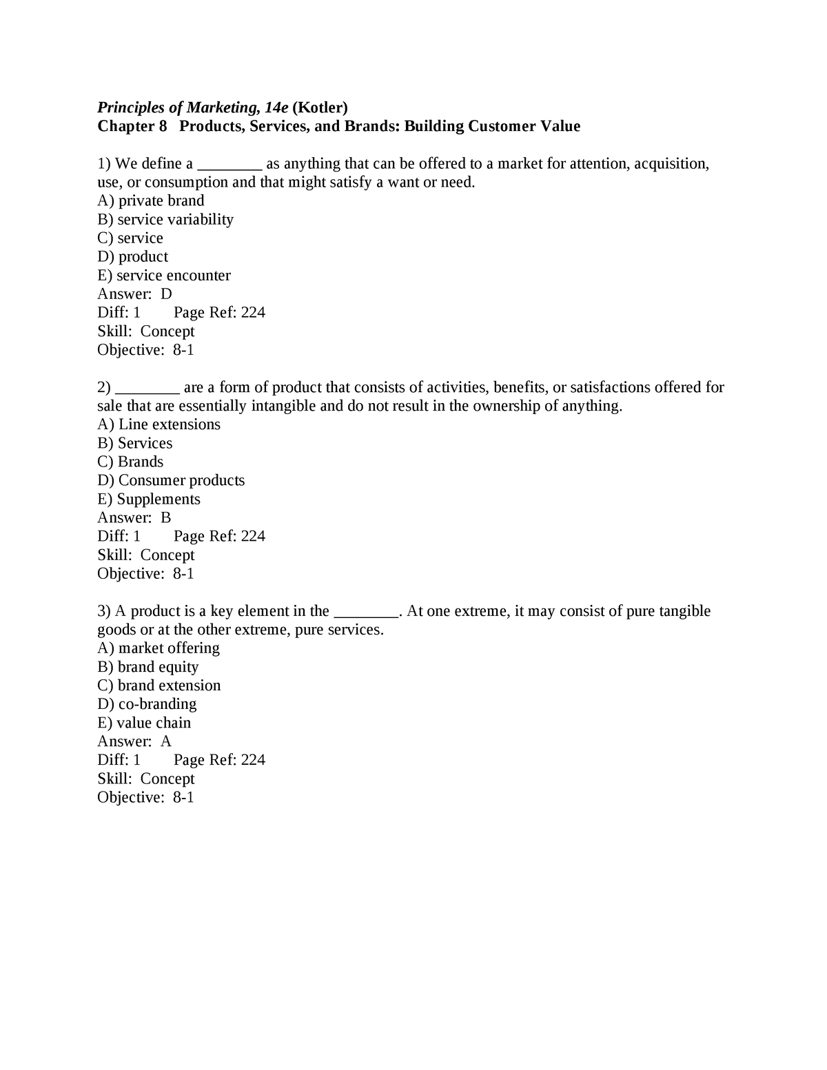 Chapter 8 Marketing Multiple Choice Questions - Principles Of Marketing ...