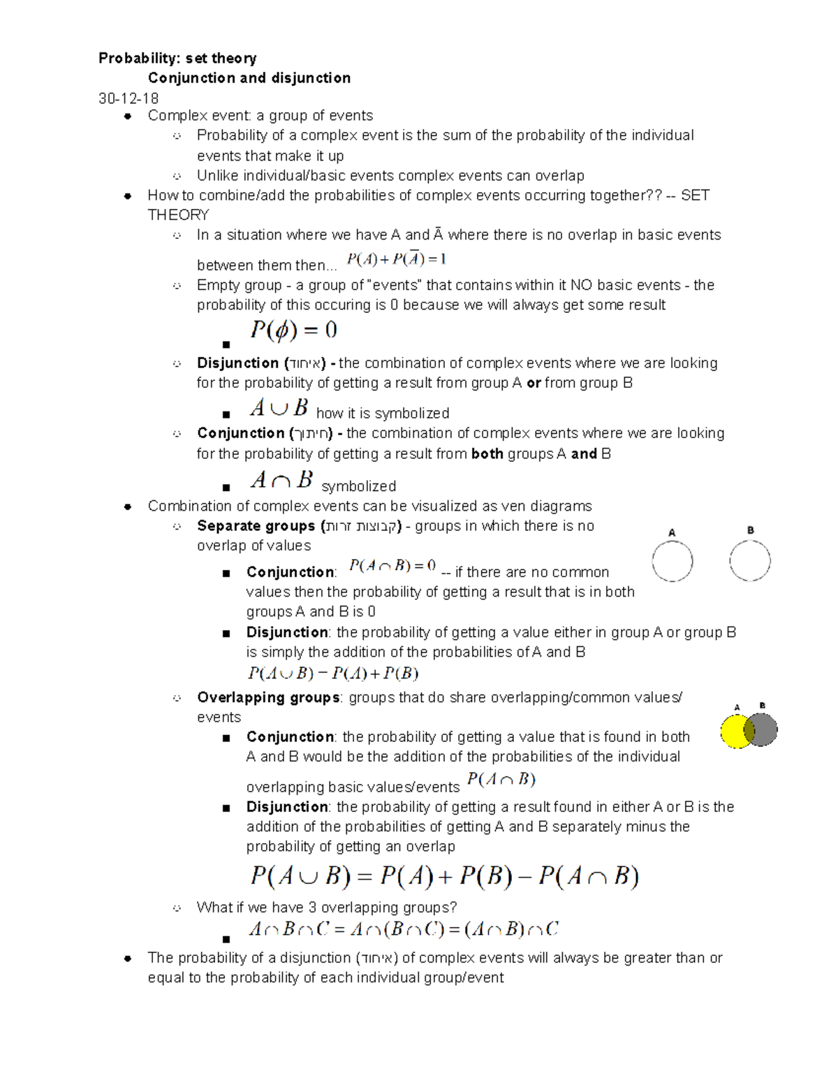 Probability set theory (מותנית) - Probability: set theory Conjunction ...