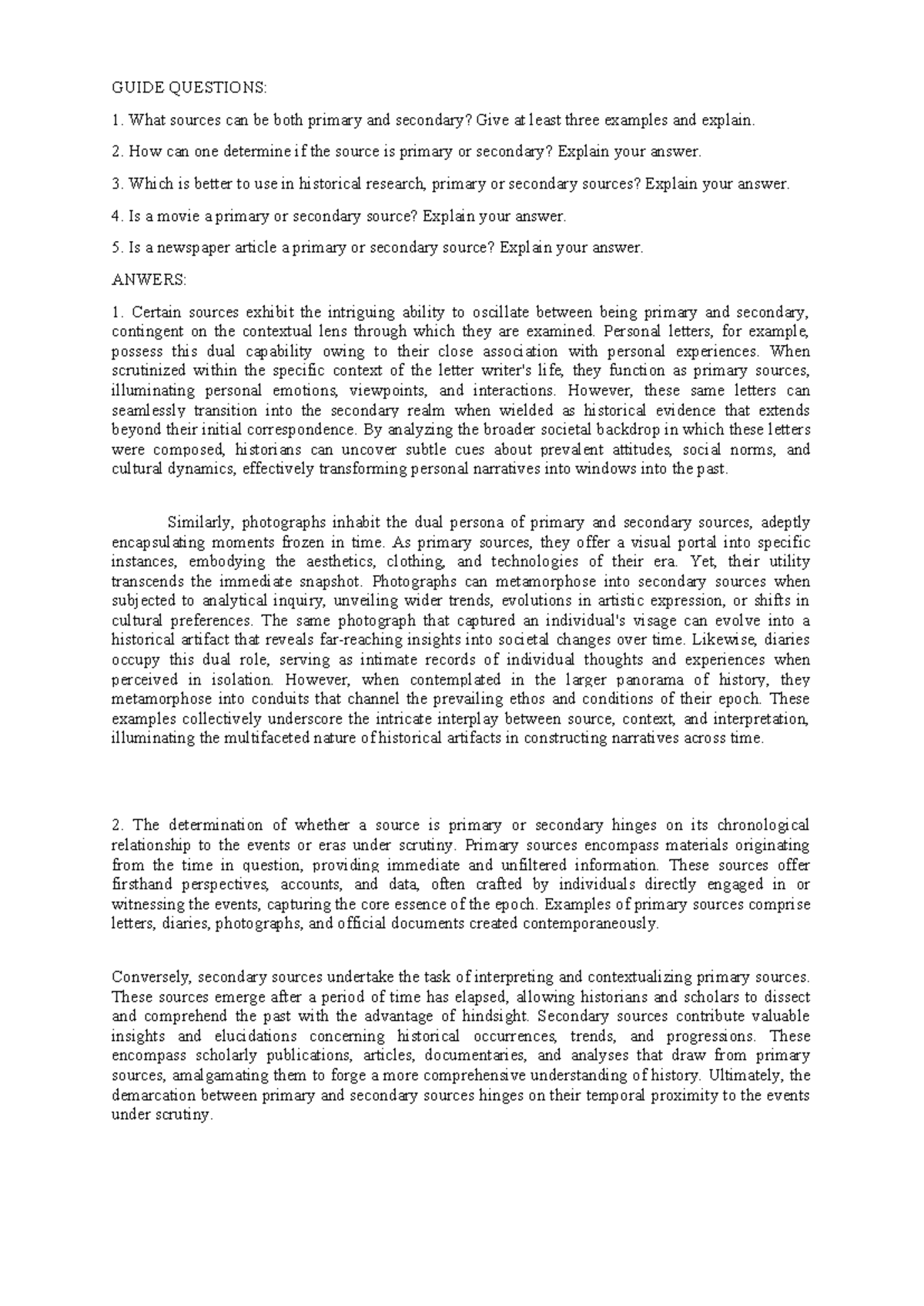 M2 Lesson 2 While TASK 2 - Definition of Primary and Secondary sources ...
